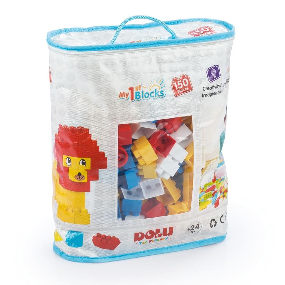 Dolu My First Blocks Construction Brick Bag 150 PCS - For Ages 2+ Years Old - Multicolored
