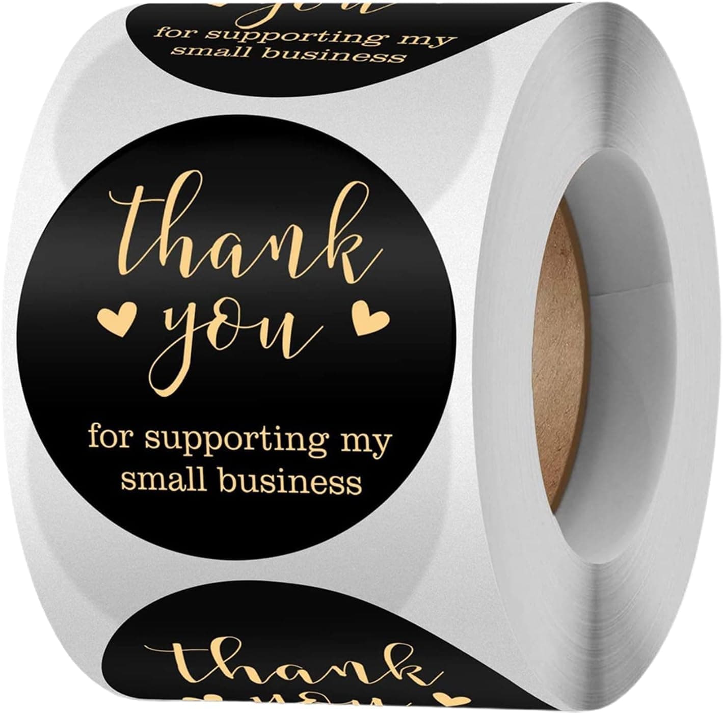 500Pieces Black Thank You Stickers Roll, for Supporting My Small Business Waterproof Gift Envelopes Wrapping Label Tag Decals Stickers 2.5cm, All-Purpose Labels Labels, Indexes and Stamps