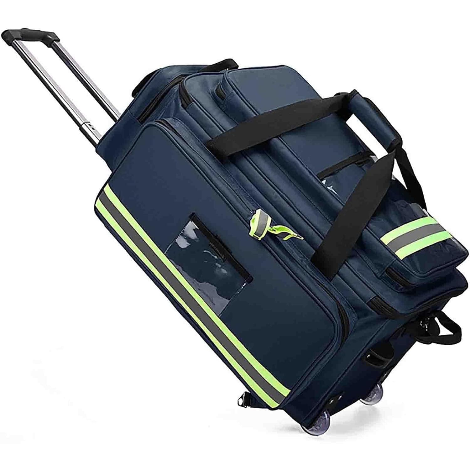 Large Capacity Medical Trolley Bag with Wheels,Portable Tactical Medical Bag,for Camping Hiking Daycare Outdoors(Blue)