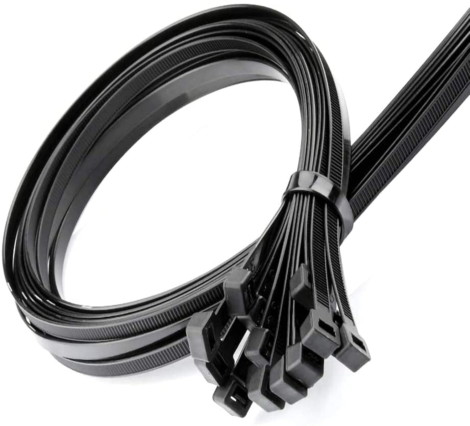 40 Inch Extra Large Zip Ties With 200 Pounds Tensile Strength Long Cable Ties Big Heavy Duty Outdoor Plastic Ties Black (19 Pack)