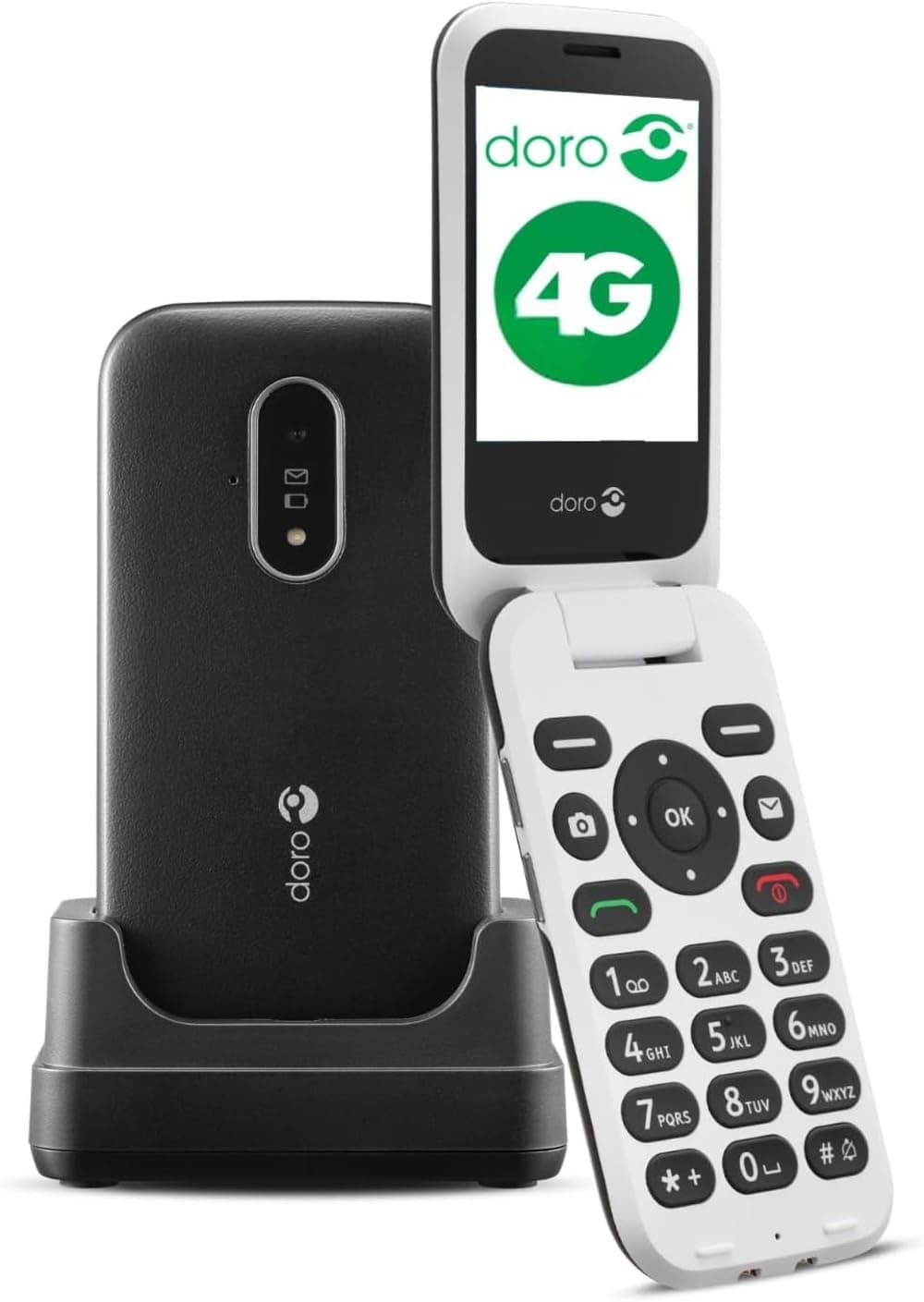 Doro 6820 Single-Sim GSM only | No CDMA) Factory Unlocked 4G/LTE phone (Black) - International Version