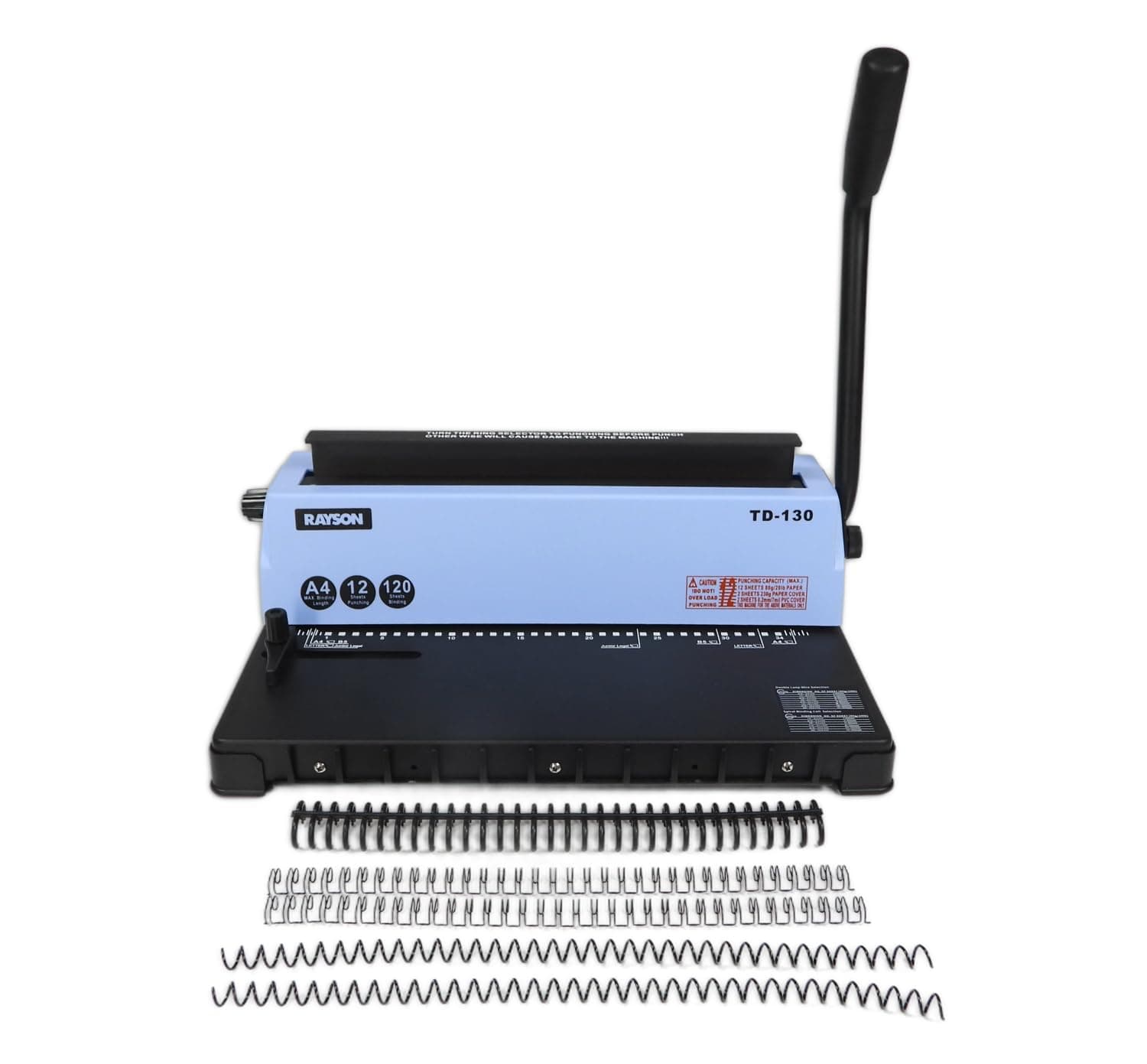 RAYSON TD-130 Wire Binding Machine, 3:1 Pitch, 120-Sheet Capacity, A4 | 3:1 Pitch setup supports compatible binding supplies. Useful for office reports, manuals, presentations, and school projects.