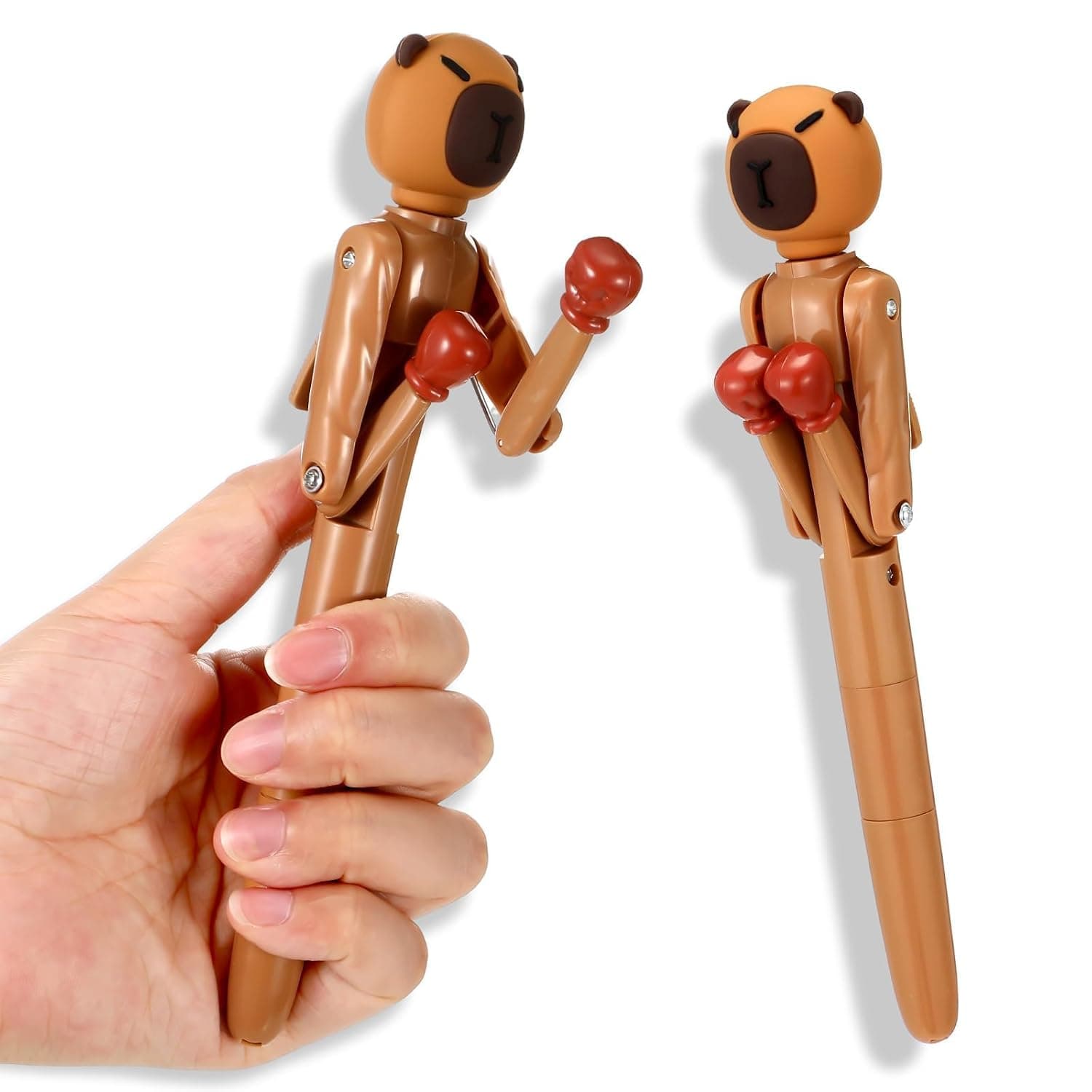 Bukela 2 Pcs Capybara School Supplies for Unique Pens,Capybara Boxing Fidget Ballpoint Pens with Punching Arm and Click Sound, Funny Pens for Adults for Students & Kids - Blue 0.7mm