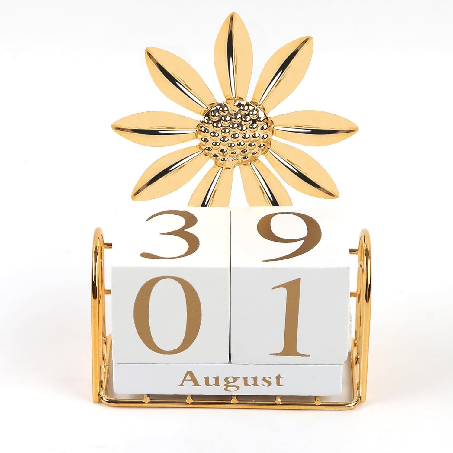 Wooden Block Calendar for Desk Wood Perpetual Calendar Daily Desktop Perpetual Calendar Month Date Display Blocks Sunflower Desk Accessories for Home Office Decor