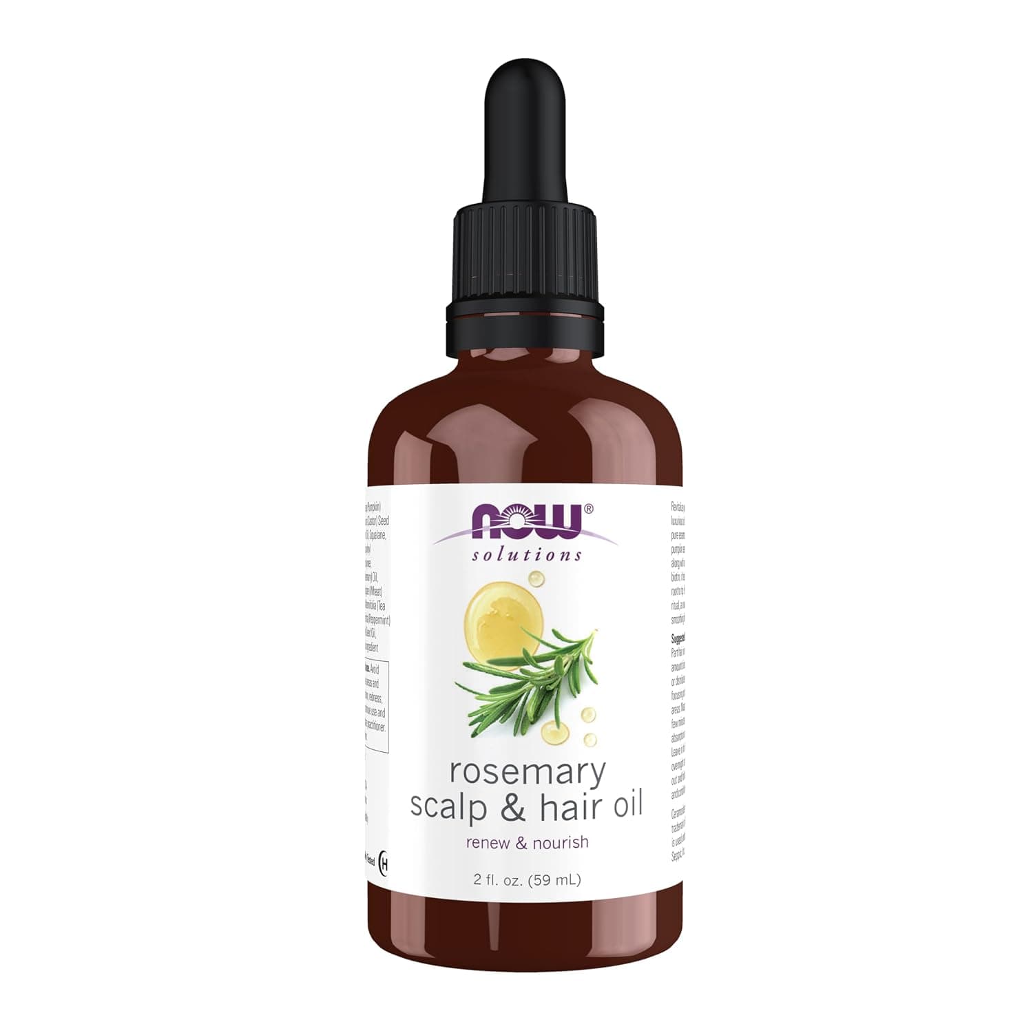 NOW Solutions Rosemary Scalp and Hair Oil, with Biotin, Pumpkin Seed and Argan Oils, Pre-Wash or Leave-In Scalp Treatment, 2 fl. oz