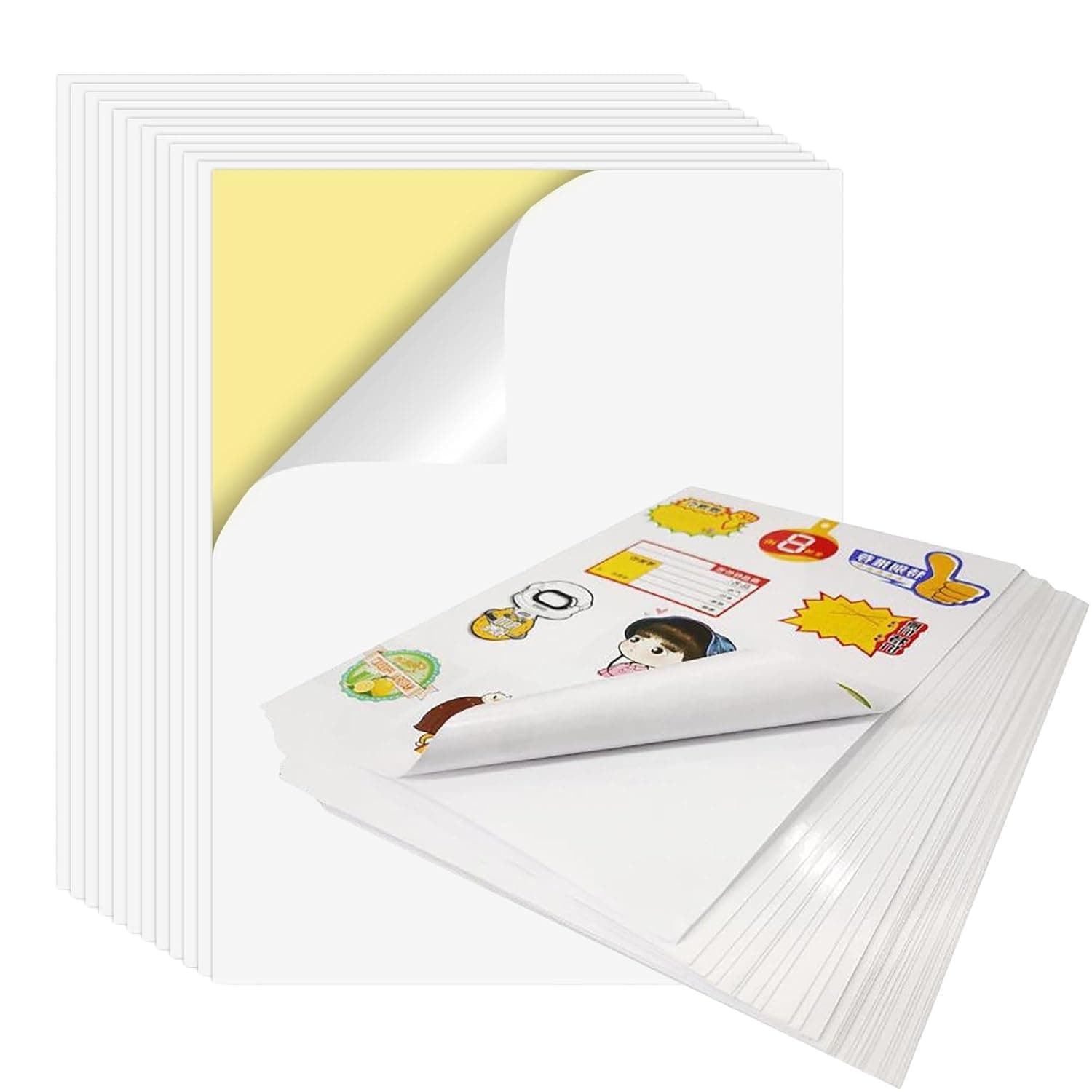 Sticker Paper A4 for Laser & Inkjet Printers, Matte Sticker Paper, A4 Size, 100 Sheets, White, Compatible with Laser and Inkjet Printers (50)