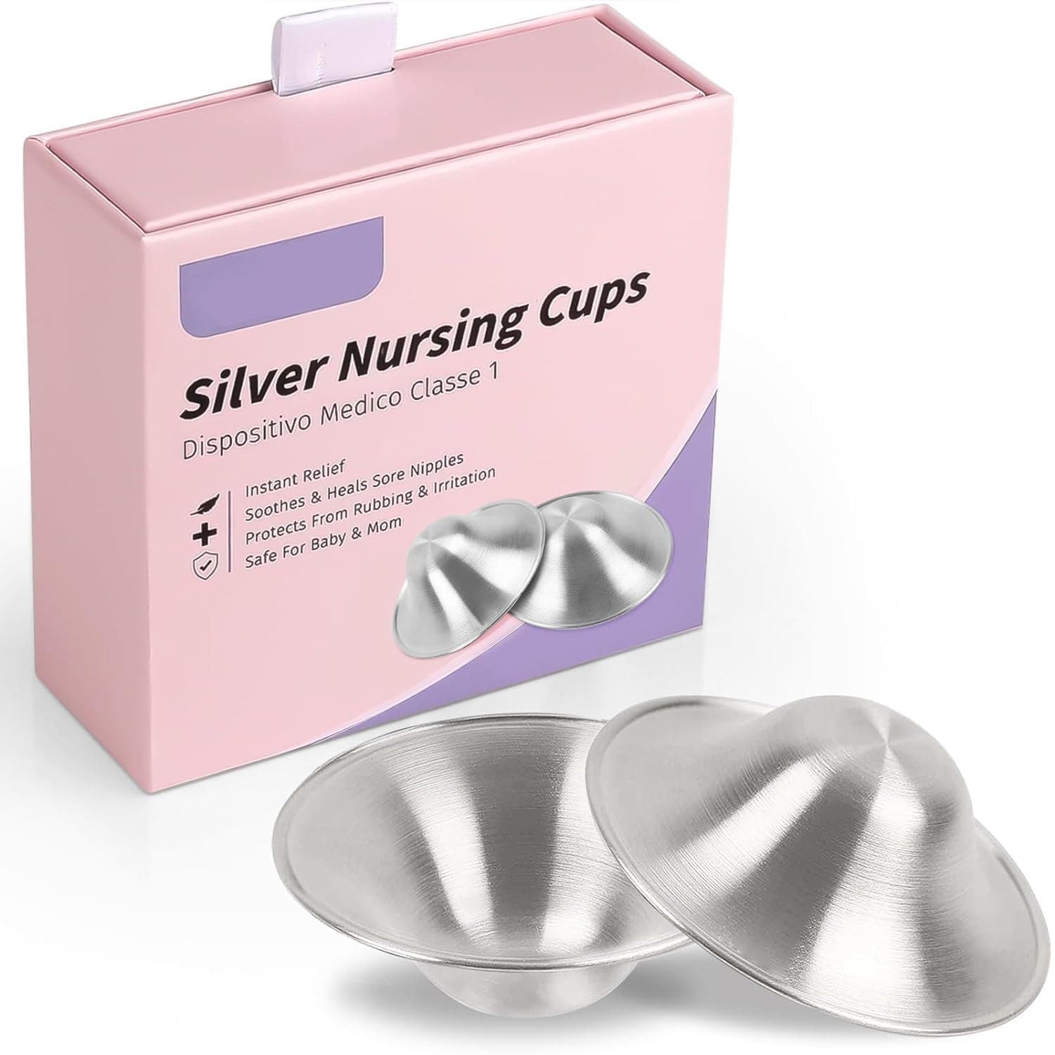 Nursing Cups for Nursing Newborn, Silver Nipple Covers Breastfeeding, Newborn Breastfeeding Essentials Must Haves for Soothe Sore and Protect Your Nursing