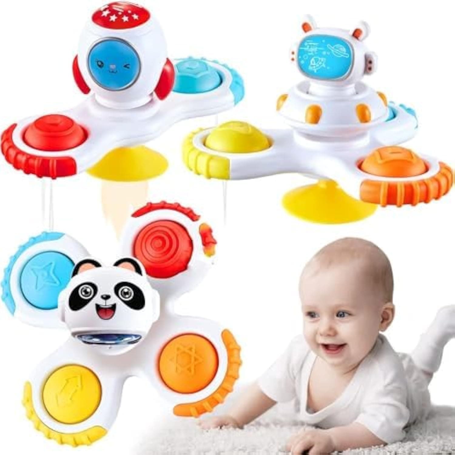 Baby Suction Cup Toys 3 Pack Bath Toys for Kids Window Travel Toddler Gifts 6 9 12 18 Months Boys Girls