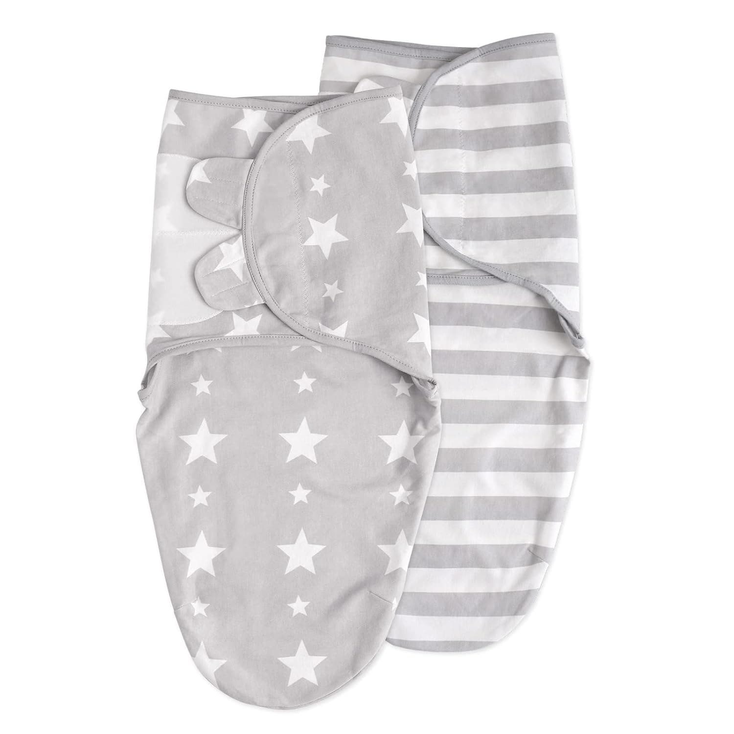 Soarwg Kids Baby Swaddle Blanket Wraps for 0-3 Months, Adjustable Newborn Swaddle Set for Baby Boy and Girl, 100% Breathable Organic Cotton Fabric Baby Essentials, 2 Pack (Grey)