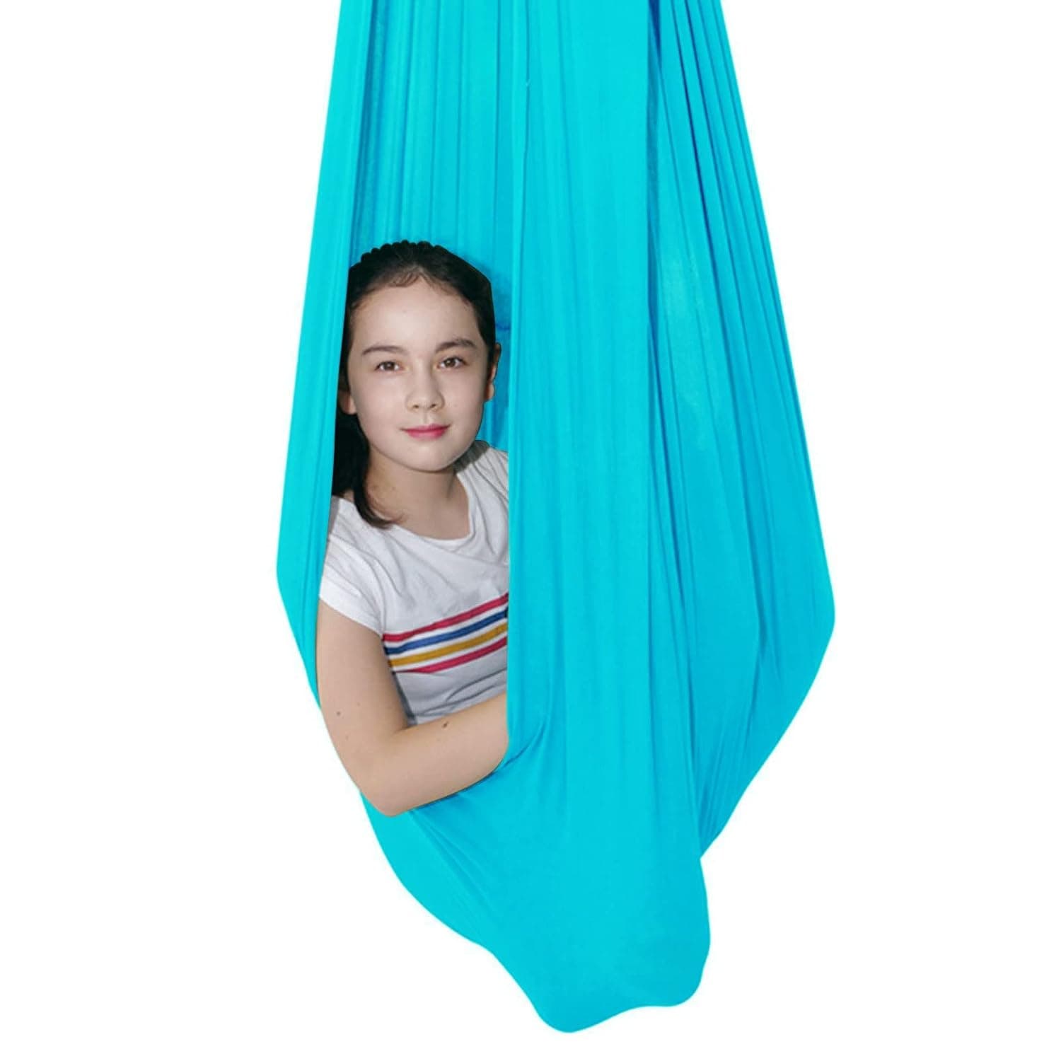 Sensory Swing for adults Indoor kids Therapy Swing Calming Snuggle Hammock durable soft strong fabric swing Best suited for children with SPD Autism and Asperger (Color : Lake blue, Size : 1M x 2.8M