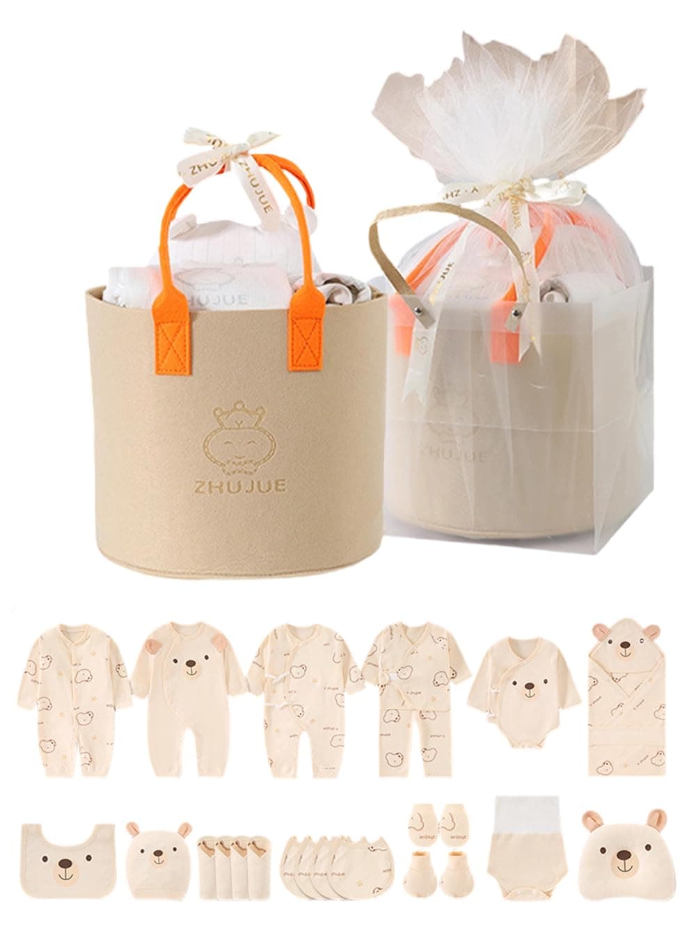 25PCS Newborn Baby Gifts Set, Newborn Layette Gift Set, Baby Clothes Accessories Set for Boys and Girls, Perfect Gift Box with Beautifully Gift Box for Spring Summer Autumn Winter (Gift Handbag)