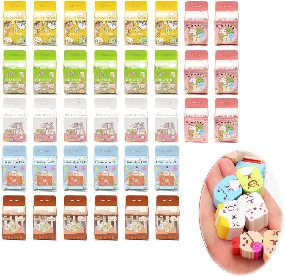 X spring Cube Eraser, 36 Pack Colorful Rubber Stationery Supplies, Smooth Erasing Performance for School Classroom, Compact Design for Students Teachers and Art Projects, Bulk Correction Tools