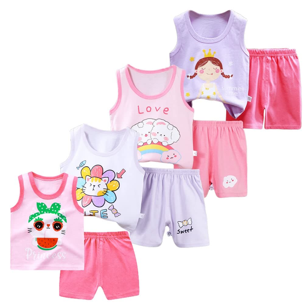 8 Pack of Kids Girls Baby Girls Sleeveless Vest Top Undershirts Soft Tank Tops Age (8 Months-5 Years)