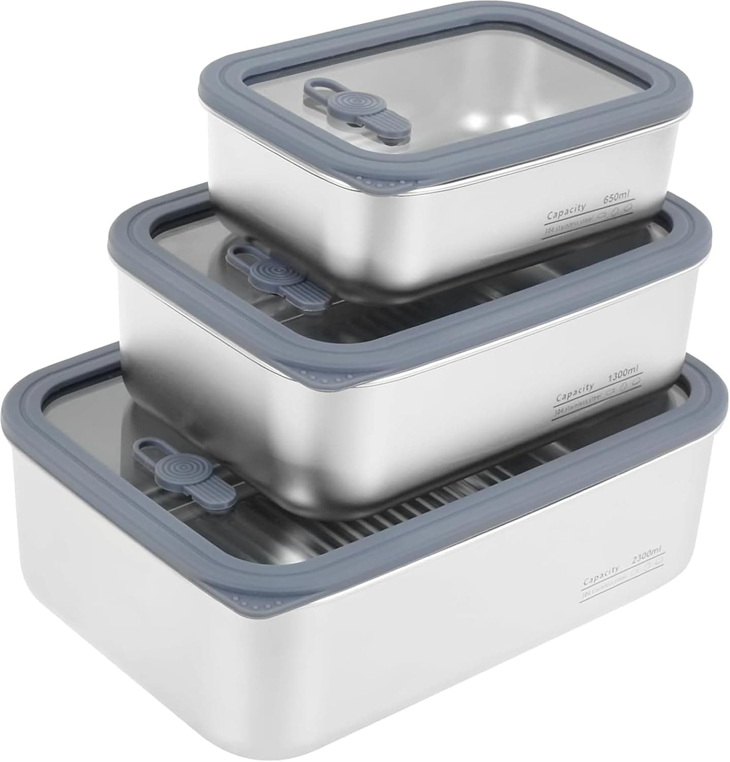 3Pcs Stainless Steel Food Storage Containers with Airtight Lids, Leakproof BPA-Free Bowls for Meal Prep, Freezer Dishwasher Microwave Safe, Stackable Design for Kitchen Organization