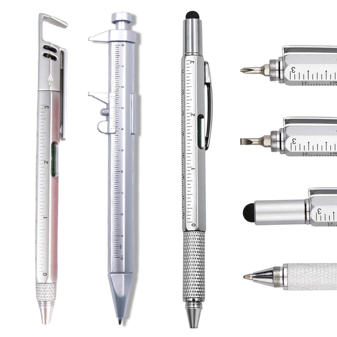 3 Pack 9 in 1 Multi Tool Set, Multifunctional Ballpoint Pens, Useful Writing Instruments with Screwdriver Ruler Level, Compact EDC Gadgets for Office Home Daily Use, Creative Gift for Men Dad