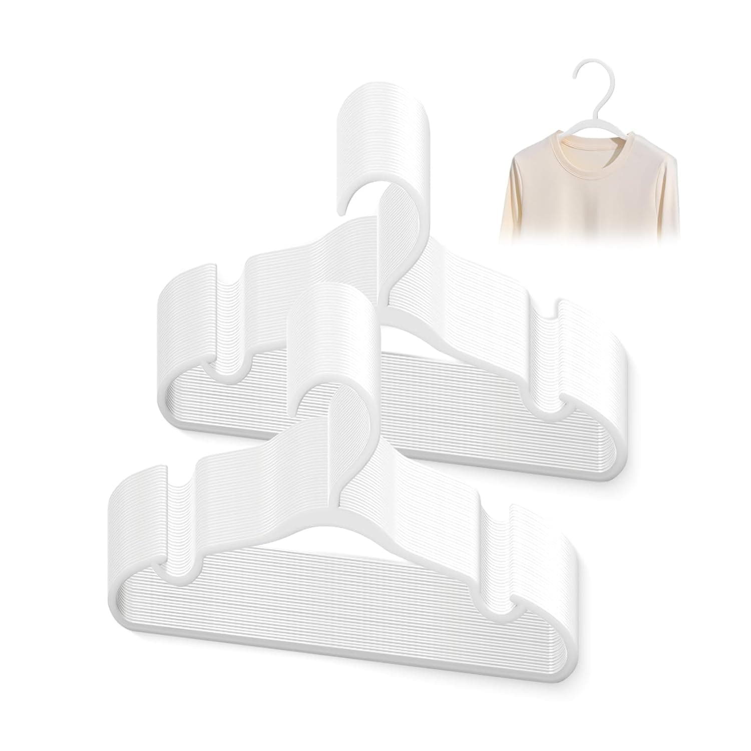 علاقات ملابس اطفال,Plastic Kids Hangers-60 Pack Non-Slip Baby Clothes Hangers for Boys and Girls Closets, Pants, Coats, and More (White, 60PCS)
