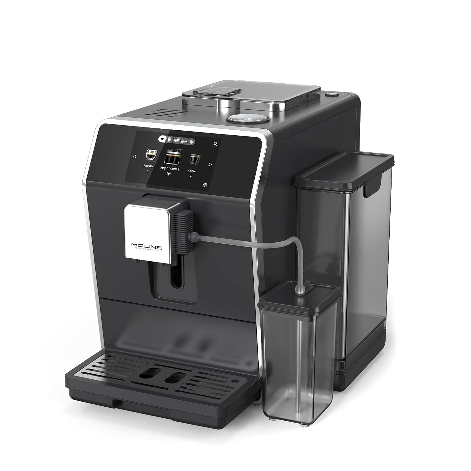 MCLINE Fully Automatic Espresso Machine with Grinder & Milk Frother – All-in-One Coffee Maker, high pressure 19 bar, more than 40 recipes