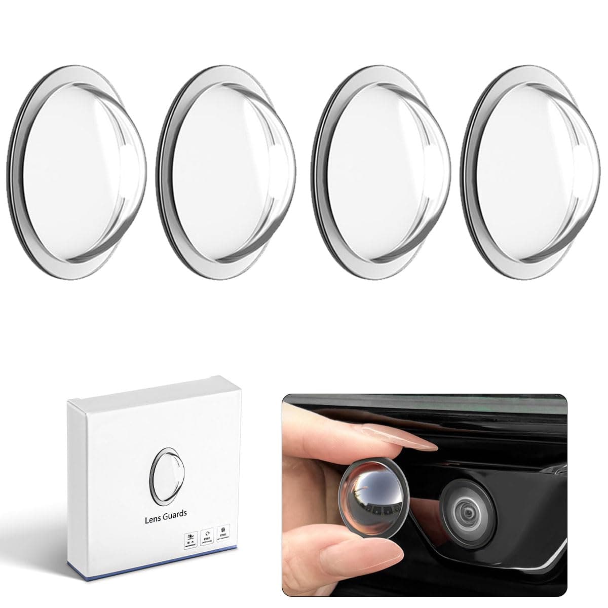 muekzru Car Camera Lens Protector - 360° All-Round Protection, Anti-Scratch & Waterproof, Compatible with Most Vehicle Cameras (4PCS)