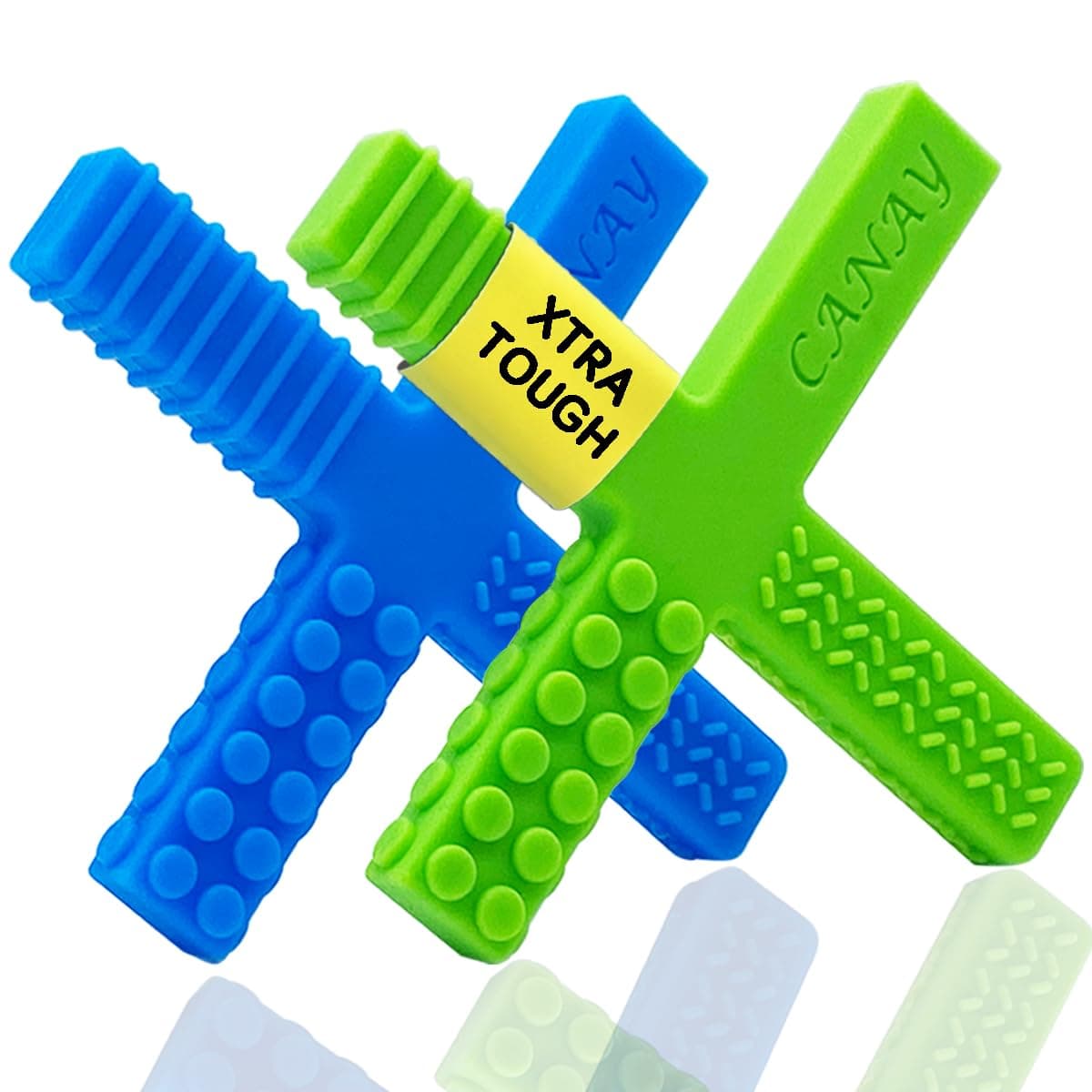 Xtra Tough Sensory Chew Stick Toys for Kids, Boys & Girls – Designed for Autism, Teething, Chewing, ADHD, SPD, Oral Motor Needs – for Moderate & Aggressive Chewers (2 Pack)