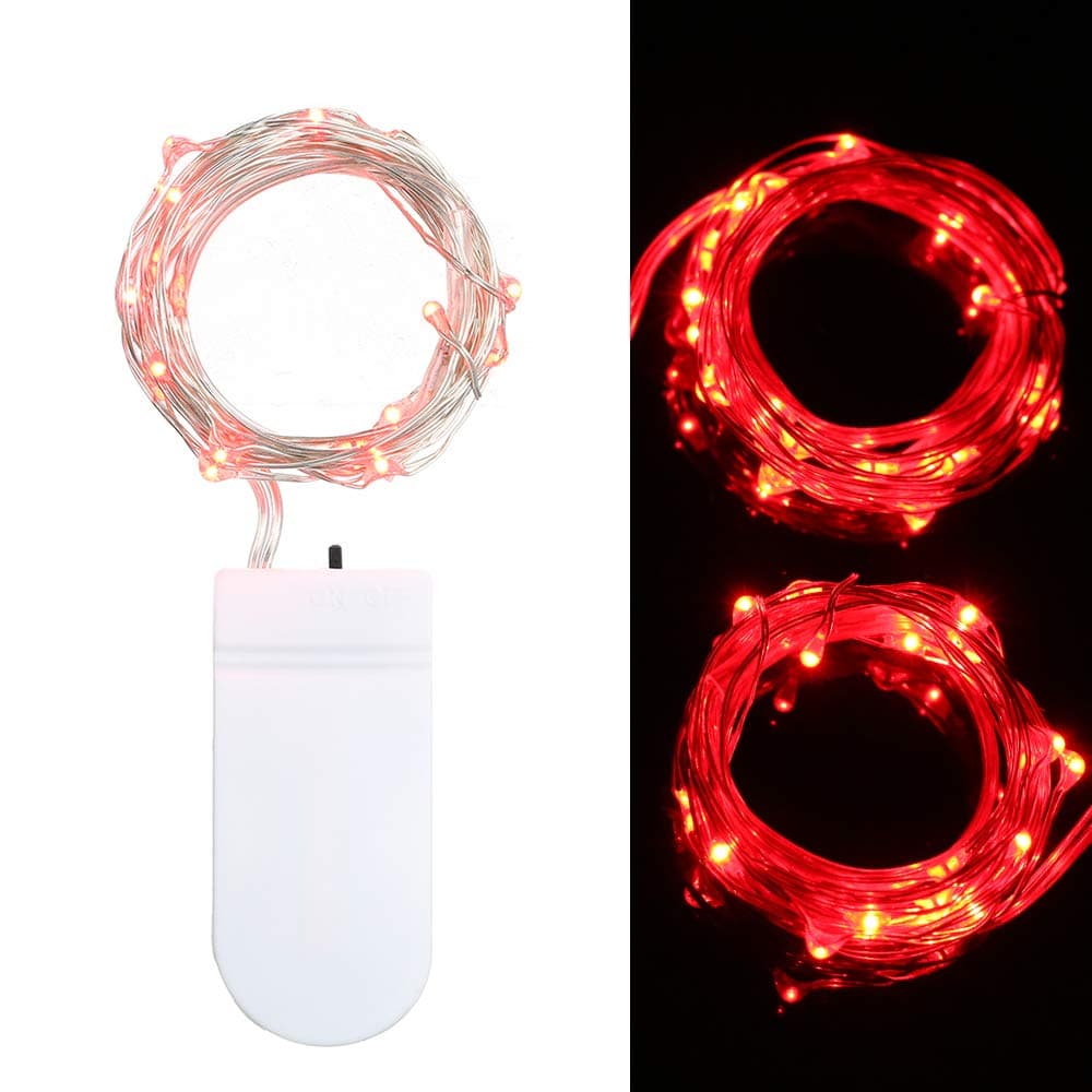 Fawoonu 1M3.3FT 10 LED Fairy Starry Copper Wire String Battery Operated Powered IP65 Water Resistance Extra Flexible Bendable Light Strip for Holiday Festival Decorations