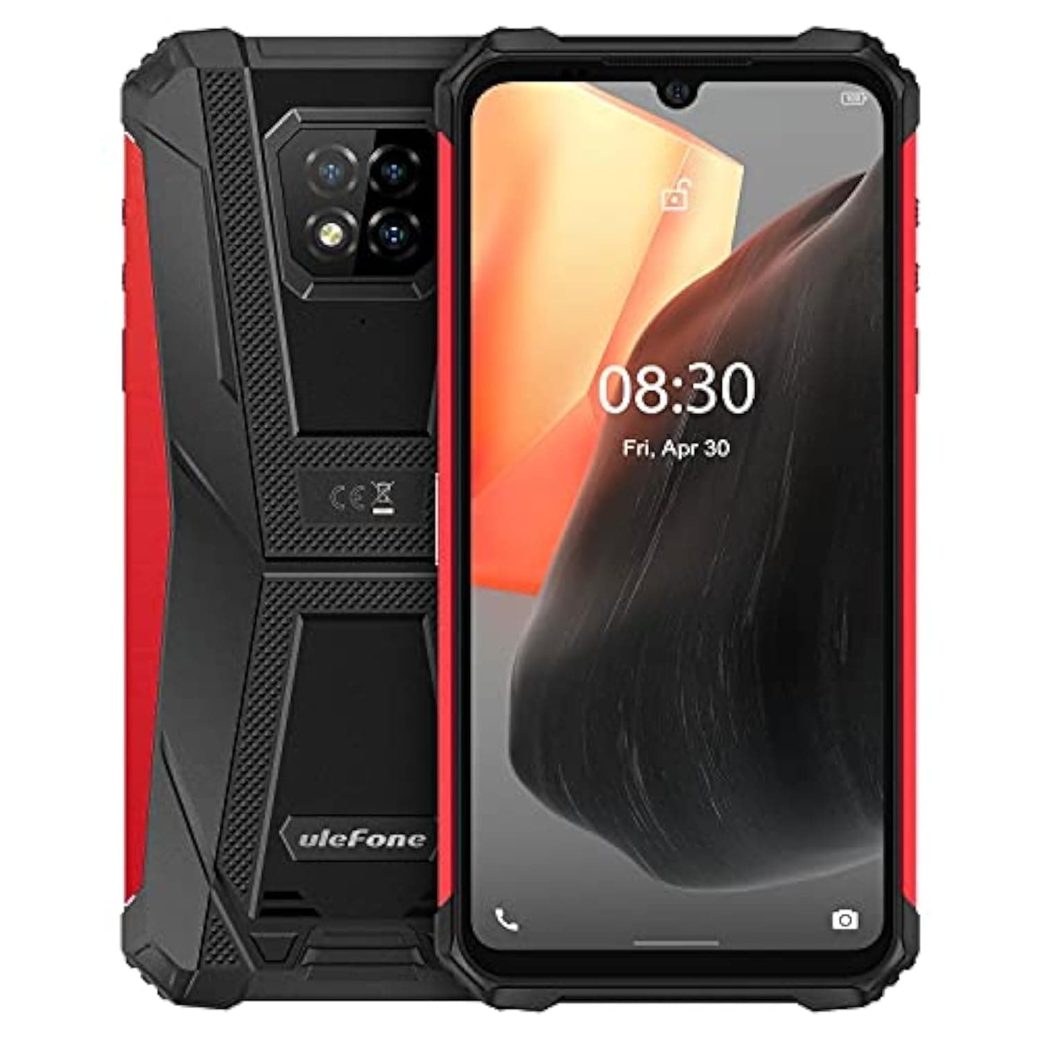 Ulefone Armor 8 Pro Rugged Phone, 8GB+128GB Triple Back Cameras, Waterproof Dustproof Shockproof, Face ID & Fingerprint Identification, 5580mAh Battery, 6.1 inch Android 11, 4G, OTG, NFC (Red)