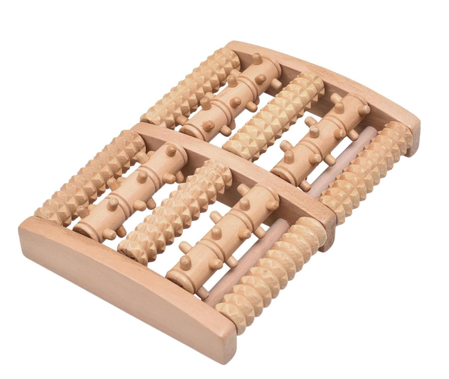 Wooden Foot Massage Roller, Azonee Manual Wooden Roller for Plantar Fasciitis Relief, Foot Therapy Tool for Men, Women, and Seniors (Dual Gear 5-Row)