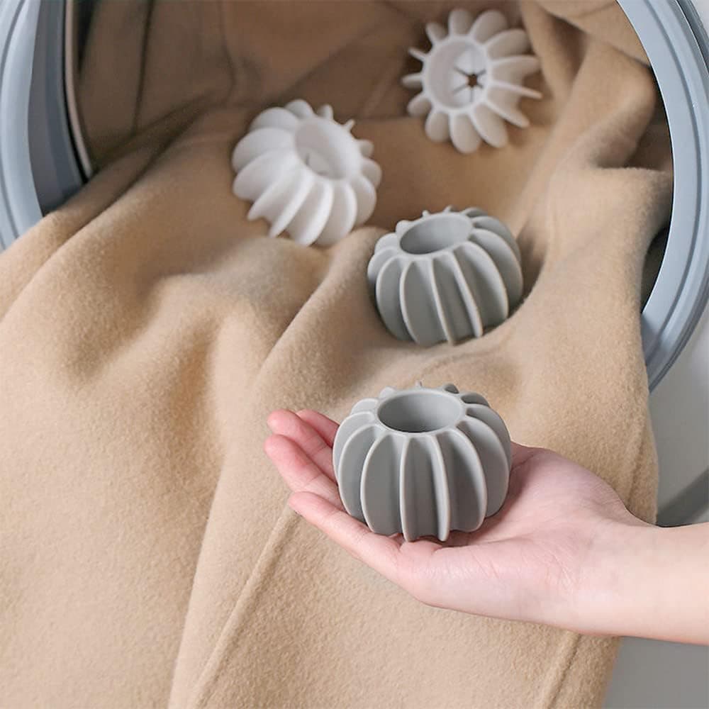 8PCS Reusable Laundry Scrubbing Balls, Gray and White Silicone Washing Machine Balls for Deep Cleaning, Anti-Winding, and Clothes Care, Dryer Balls