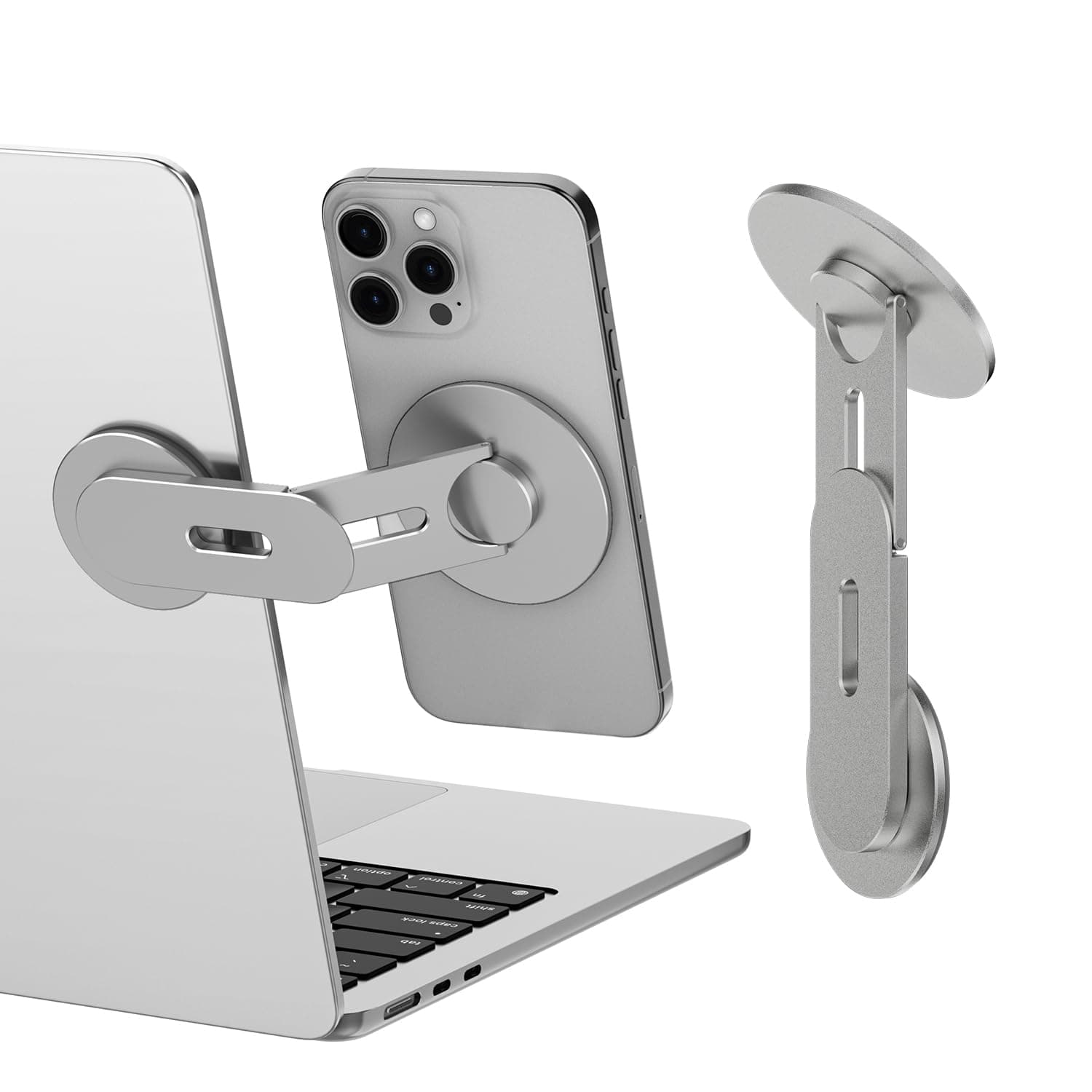 كلاود فالي حامل جوال لاب توب مغناطيسي، حامل دوار 360 درجة متوافق مع ايفون ماج سيف وجميع الموبايلات وماك بوك وشاشة الكمبيوتر، حامل شاشة لتيسلا، ملحق محمول، رمادي
