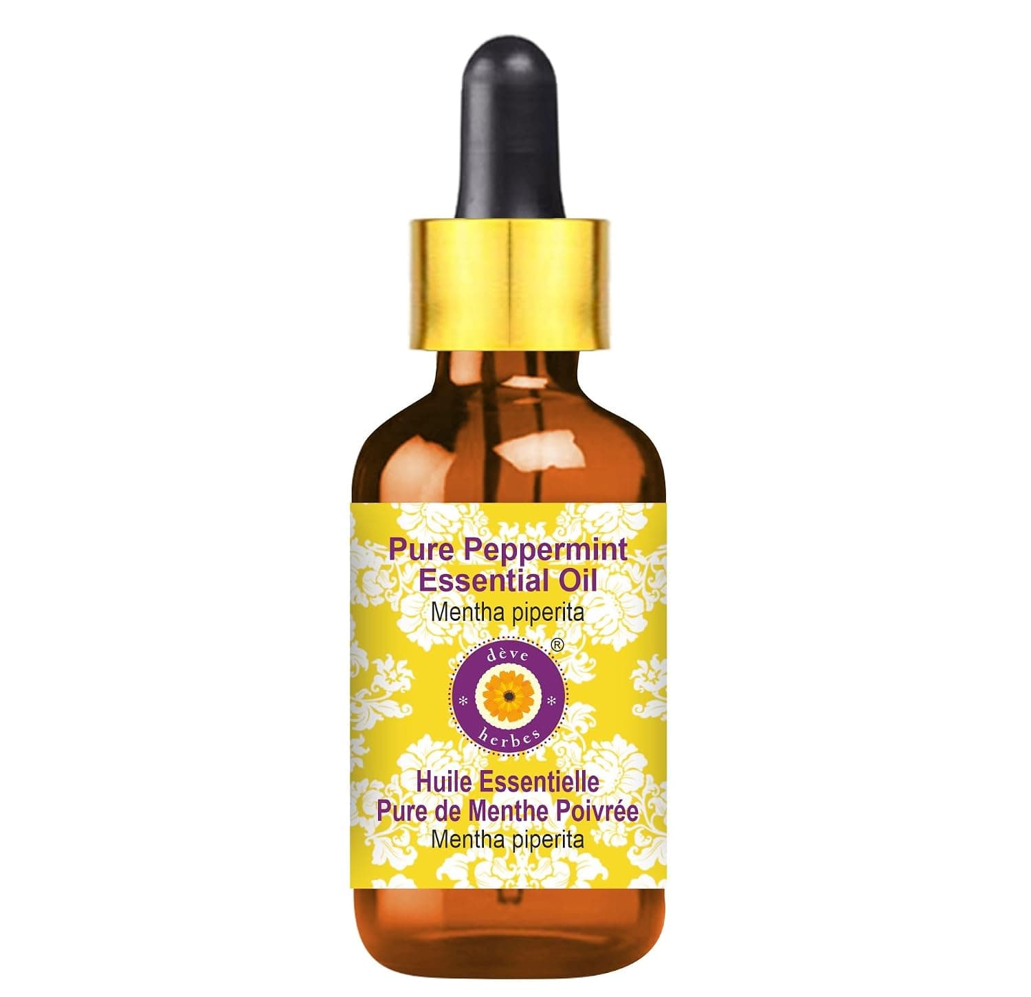 Deve Herbes Pure Peppermint Essential Oil (Mentha piperita) Steam Distilled With Glass Dropper 5ml (0.16 oz)