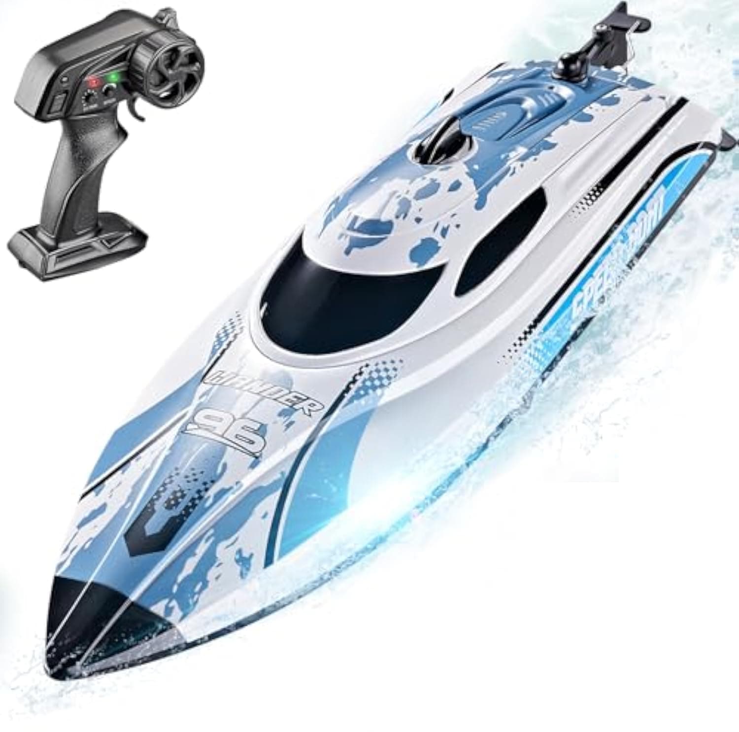 RC Boat for Kids, Fast RC Speed Boat with Battery, Summer Water Toys for Pools Lakes River Pools & Bathtub, White