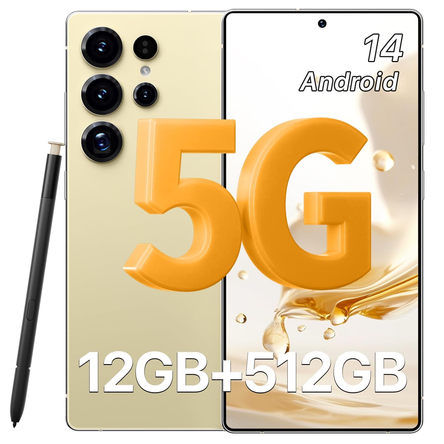 I25 Ultra Unlocked Smartphone 12GB RAM 512GB Storage 5000mAh Cell Phone, 6.9 Inch 5G Android 14