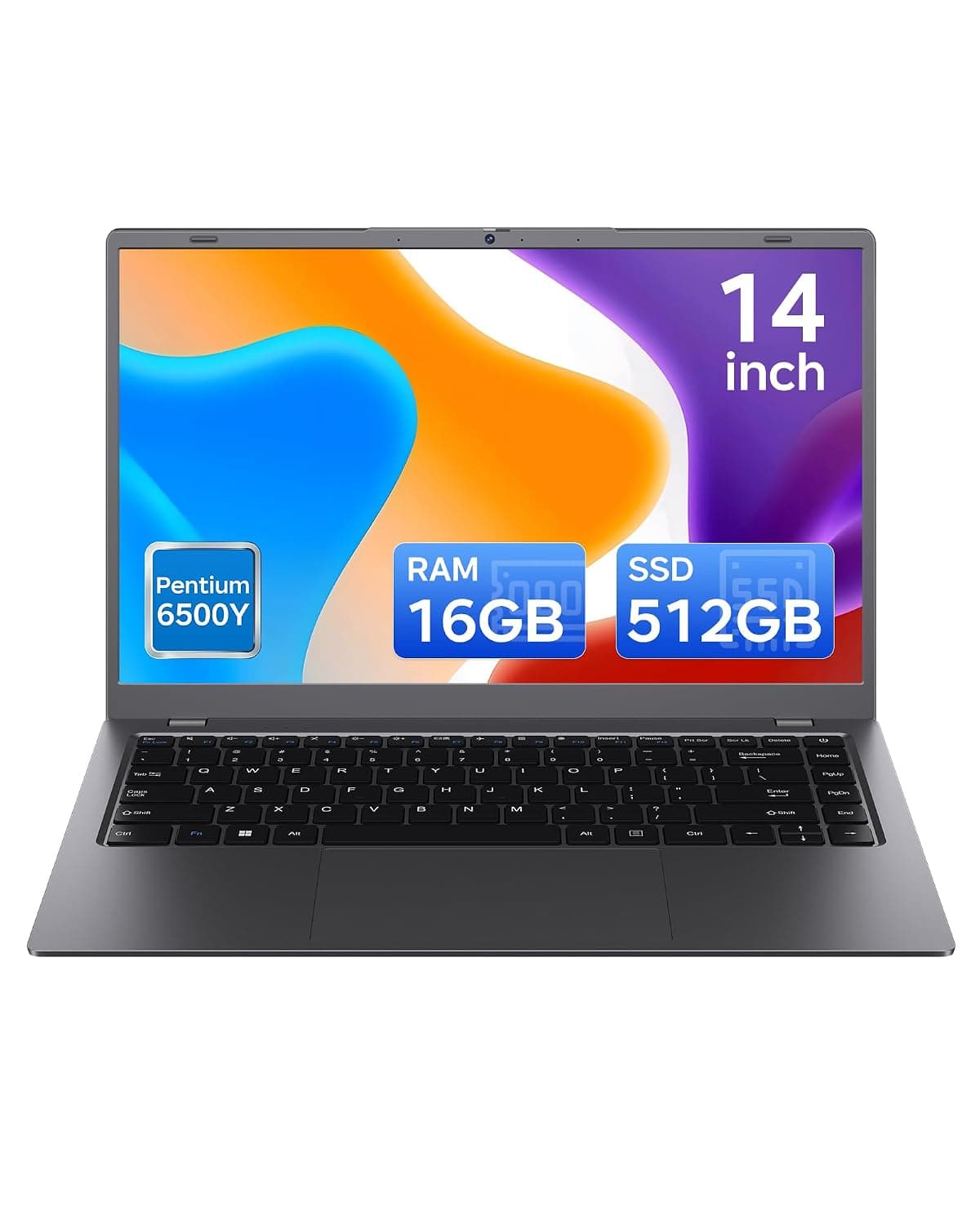 Business Laptop Computer 14" FHD IPS - Pentium 6500Y Processor with 16GB RAM 256GB SSD, Portable Lightweight Design, WIFI5 and BT5.0, USB 3.0, Type-C, TF Card Slot, Space Gray