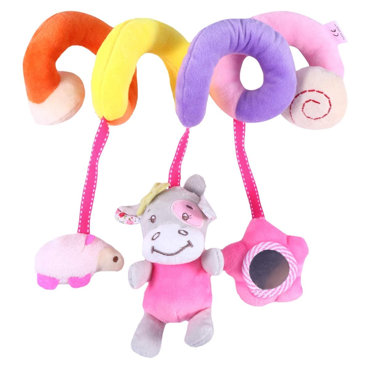 Baby Spiral Toys Infant Crib Toy Plush Animals Infant Toys for Kids Crib Bed Stroller Car Seat Bar Hanging Toy with Ringing Bell