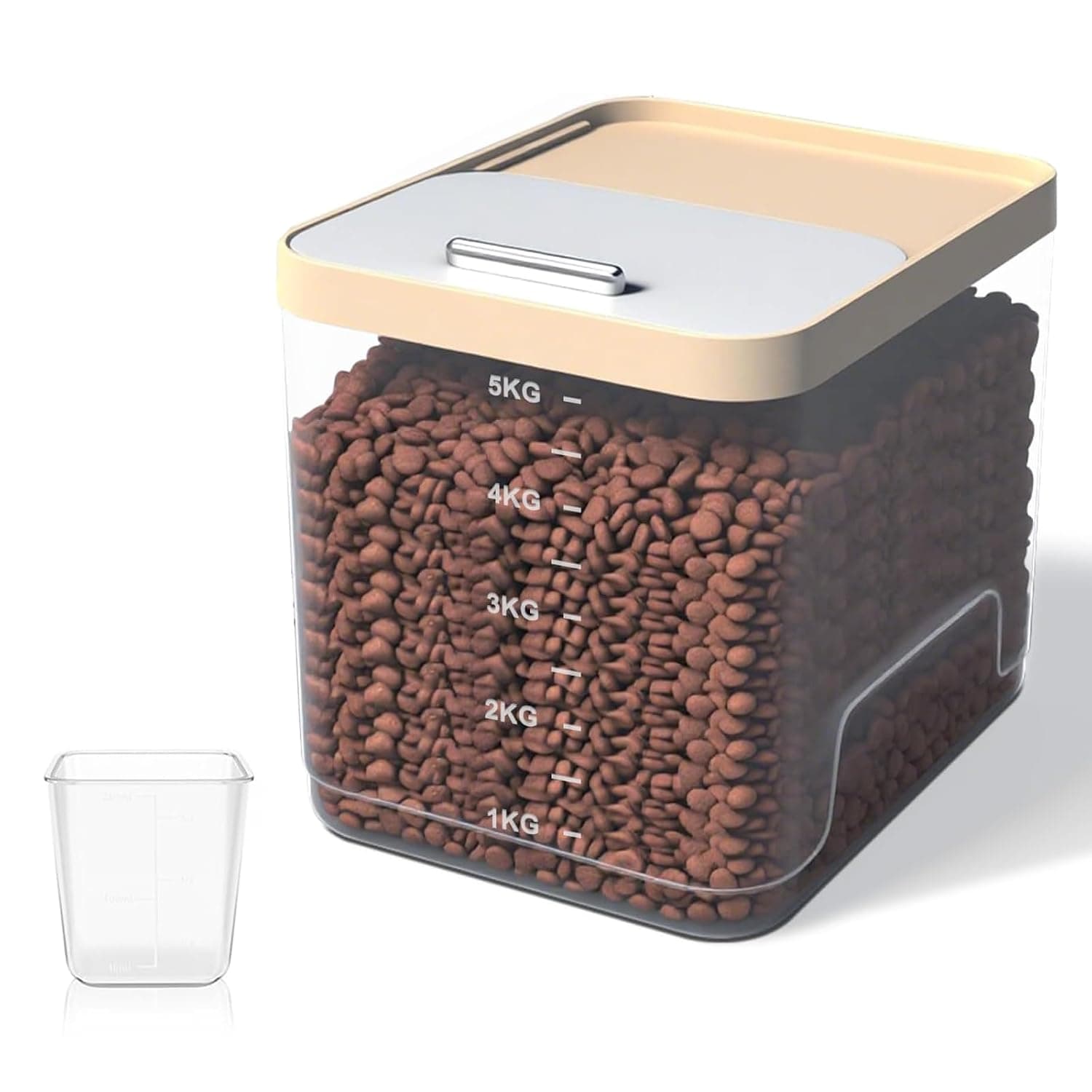 1Pack Dog Food Storage Container, Stackable Pet Food Storage Containers with Lids for Dog Cat, Leak-Proof, Holds 5kg Each Birds Feed/Food Container with Measuring Cups for Dog Cat Food, Snacks