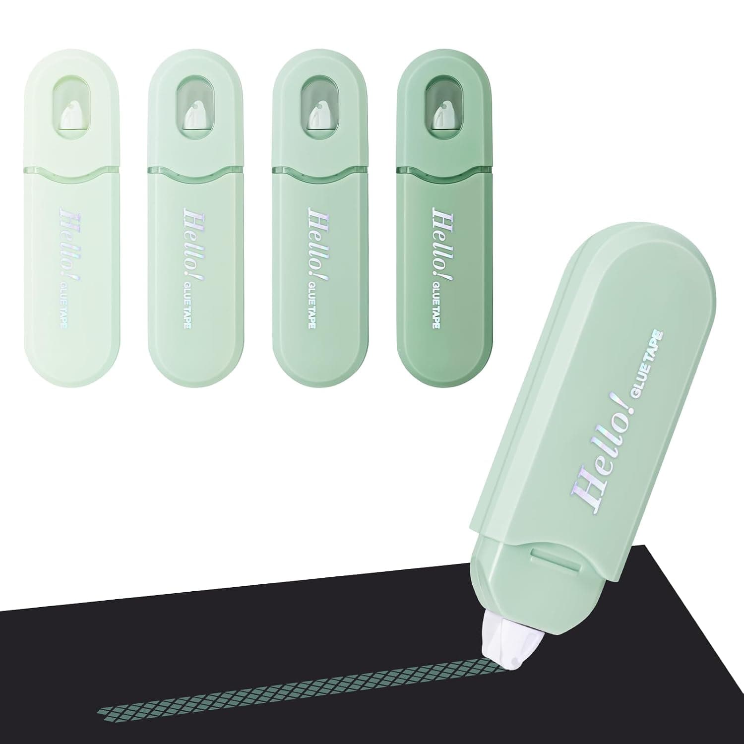 Temiary 4 Pcs Gradient Double Sided Tape Roller, Craft Adhesive Glue Tape Pen Runner, Scrapbook Glue Roller Dispenser for Scrapbooking, Crafts, Journaling, Gift Wrapping, Office Supplies (Green)