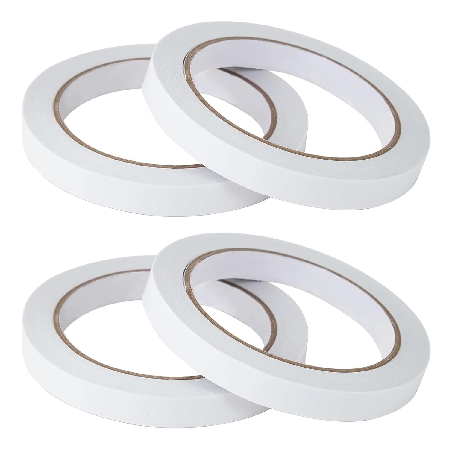 4 Rolls 12mm Double Sided Adhesive Tape - for Arts and Crafts, DIY and Office - Quick and Easy to Use On Paper, Glass, Gift Packaging, Plastic