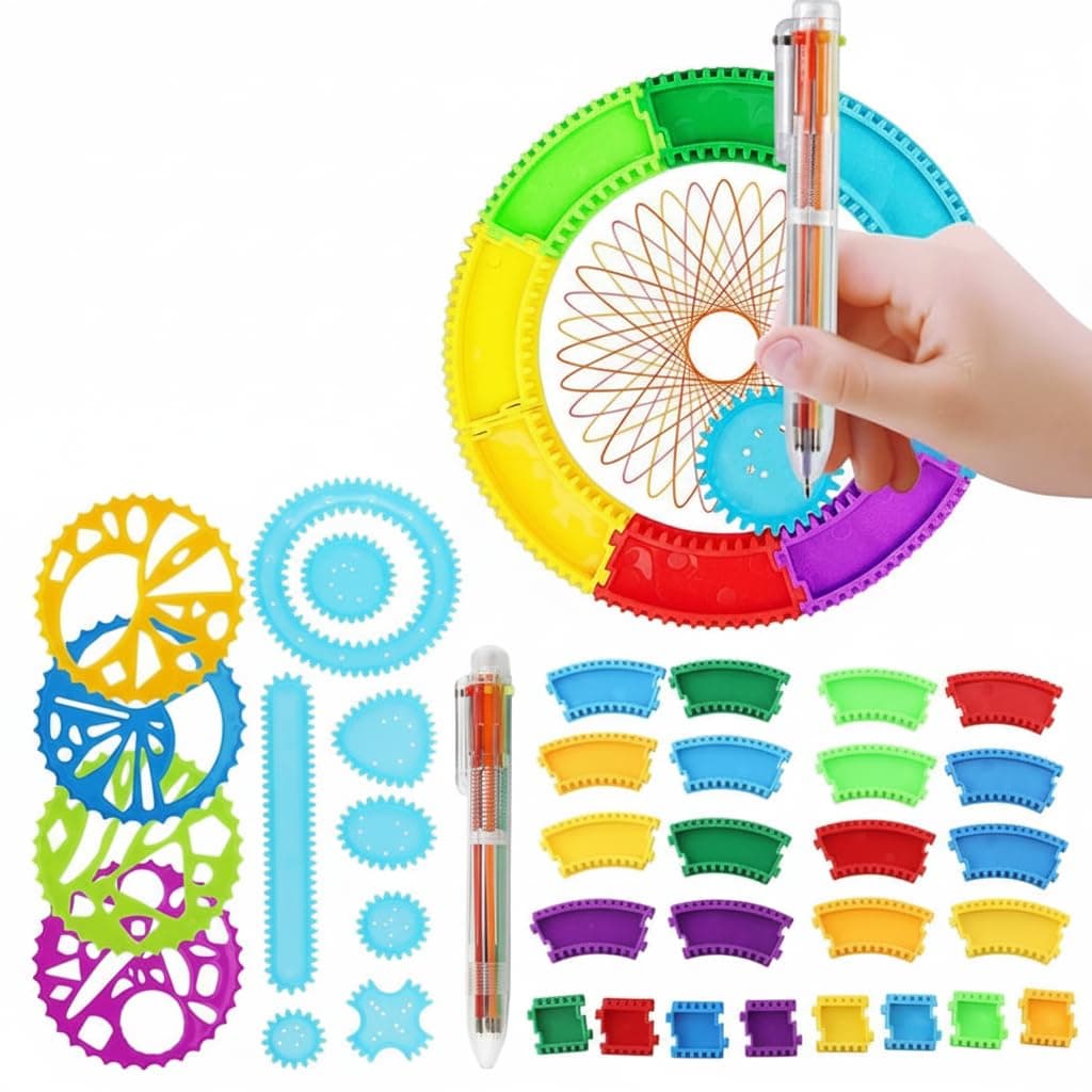 Spirograph Design Set, Geometric Drawing Ruler, Multicolored Professional Plastic Kids Art Painting Tool Durable for Painting Magic Spiral Drawing for Adults and Kids