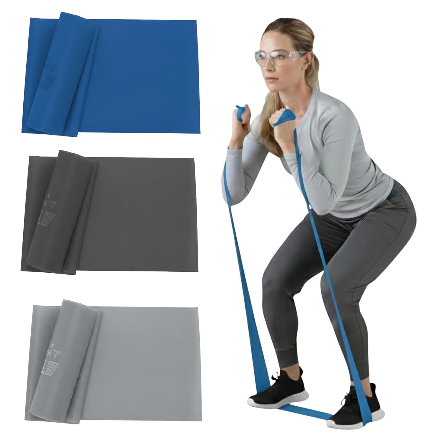 Theraband Resistance Band Set, Professional Latex Elastic Bands for Upper & Lower Body & Core Exercise, Physical Therapy, Lower Pilates, At-Home Workouts, and Rehab, 5 Foot, Blue & Black, Advanced