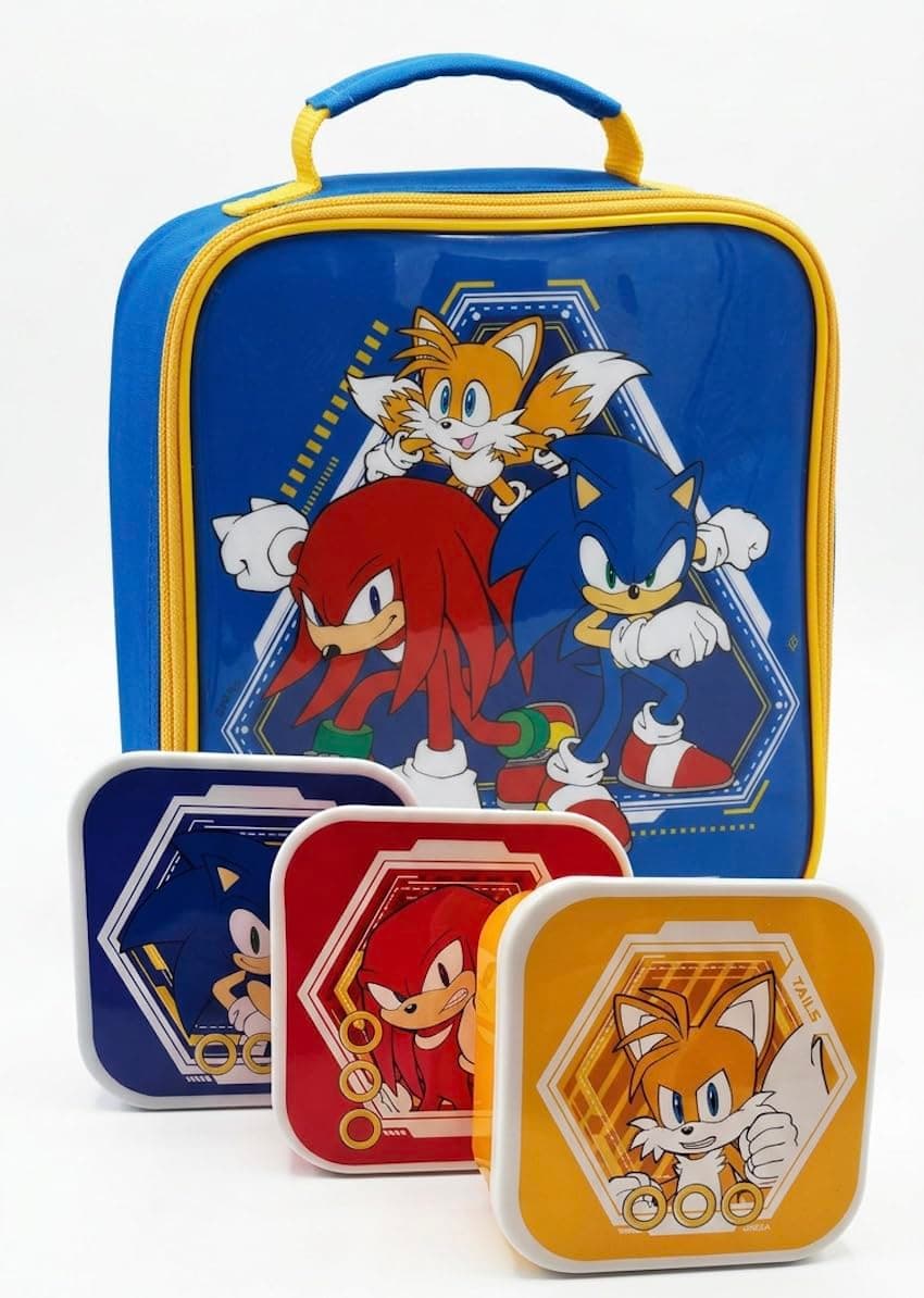 HOX Lunch Set – Official Licensed Merchandise, Lunch Bag, & Snack Box – Insulated Kids School Lunch Kit – Boys Girls Back to School Supplies (Sonic 2 piece)
