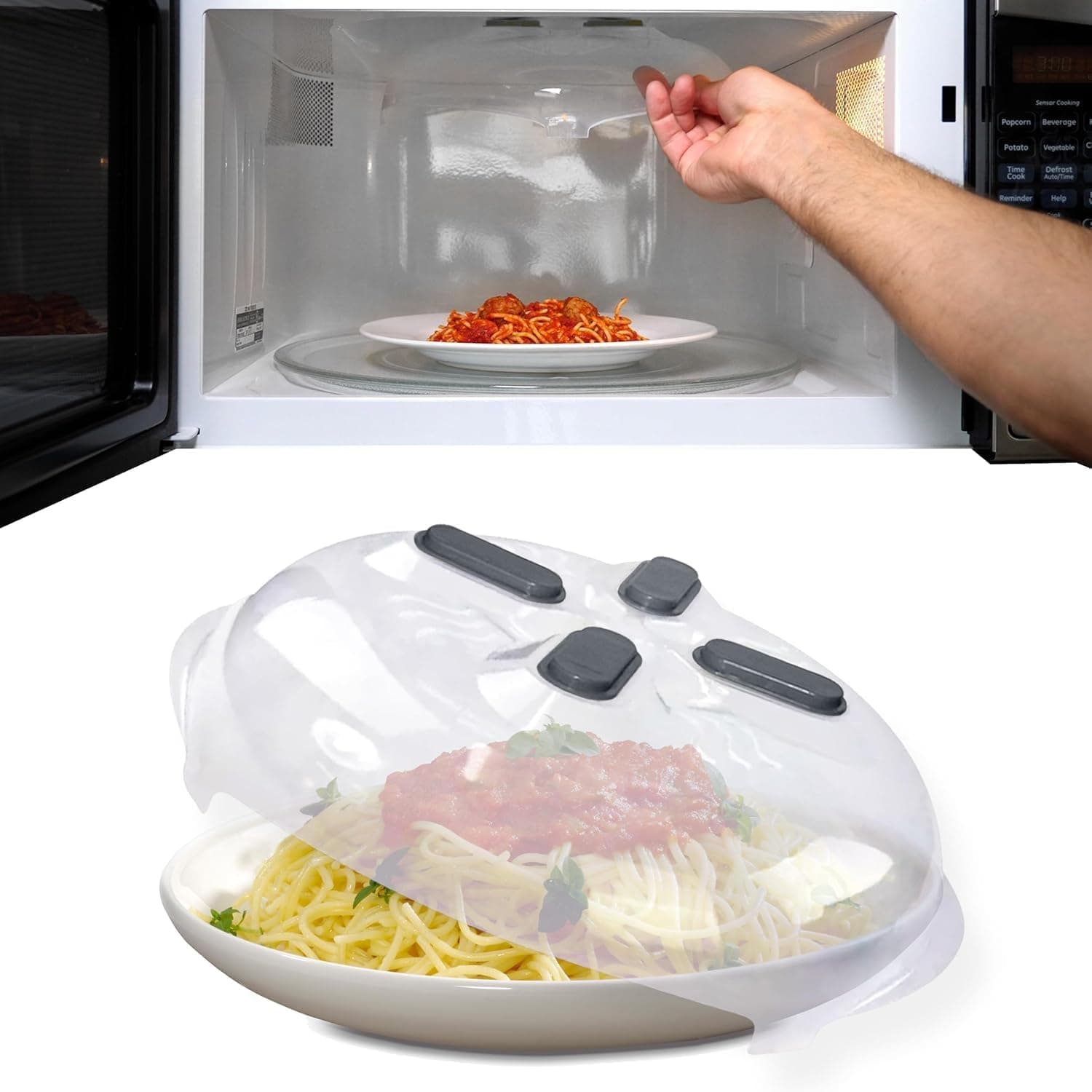 YelaJoy 2PCS 12-Inch Magnetic Splatter Cover, Clear Vented Microwave Lid, Anti-Splash Food Plate Guard, BPA-Free Splatter Guard, Dishwasher Safe Kitchen Gadget
