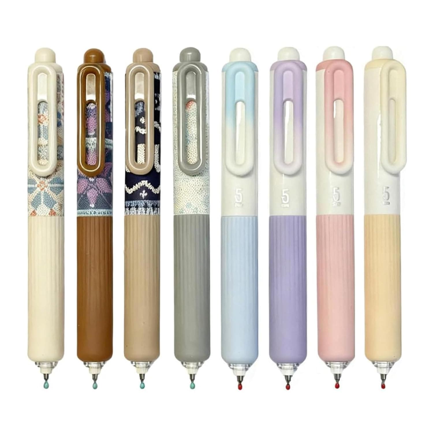 Short Retractable Pocket Pens 0.5mm, Set of 8, Cute Mini Round Pens for Purse Notebook, Office & School Use, Black Ink, Compact & Portable Design, 4.7 Inches