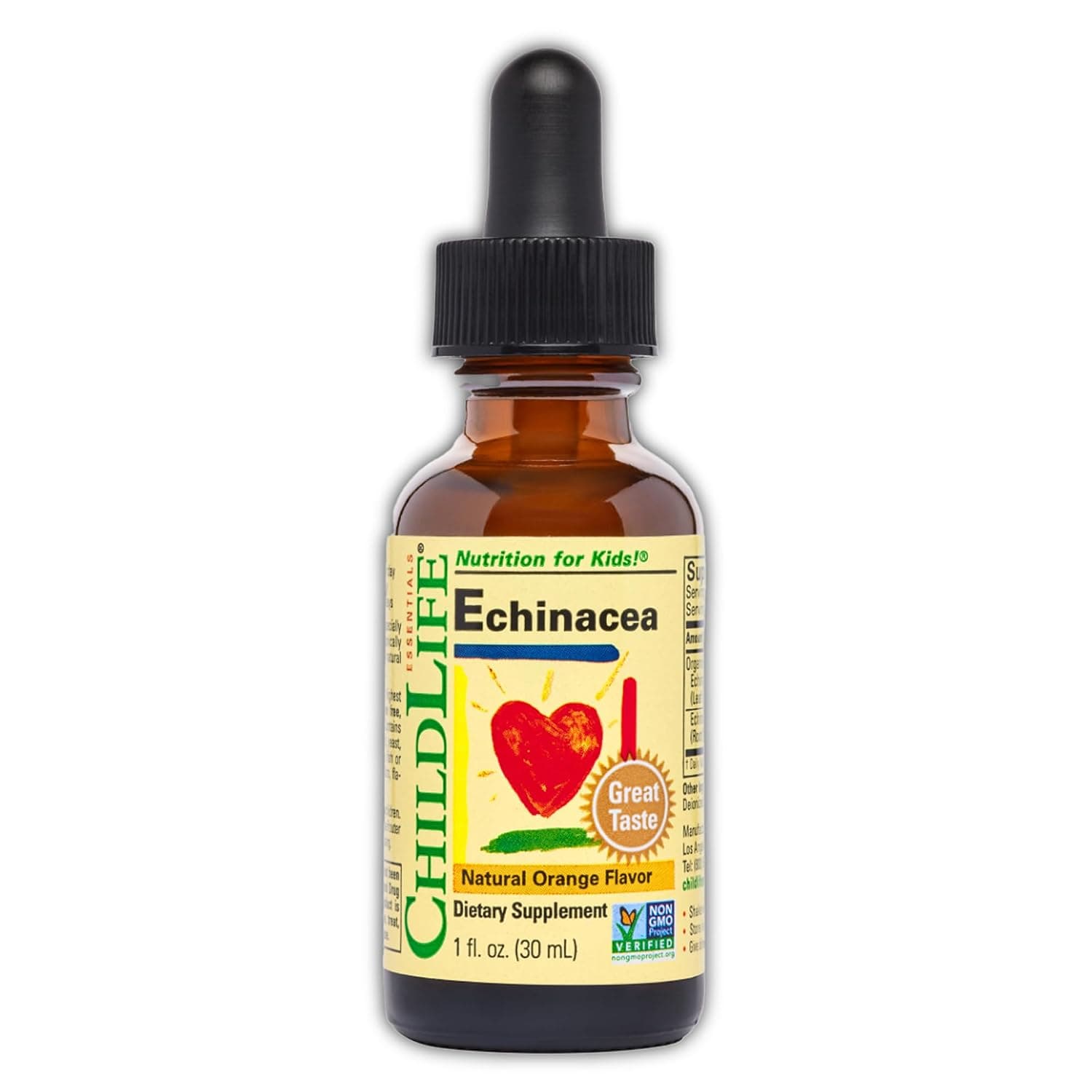 ChildLife, Essentials, Echinacea, Natural Orange Flavor, 1 fl oz (29.6 ml) | Kids Echinacea Drops, Vitamin Tincture, Alcohol Free Supplement, Babies, Toddlers, Children, Natural Orange Flavor
