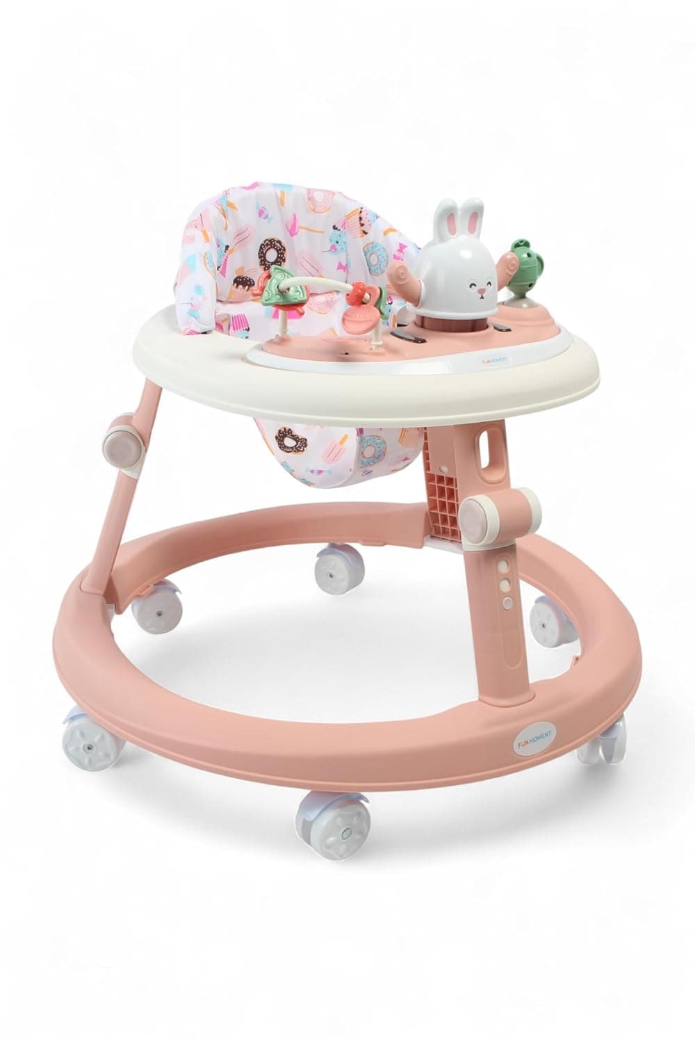 Baby Walker with Adjustable Height and Foldable, 6-18 Months (Pink)
