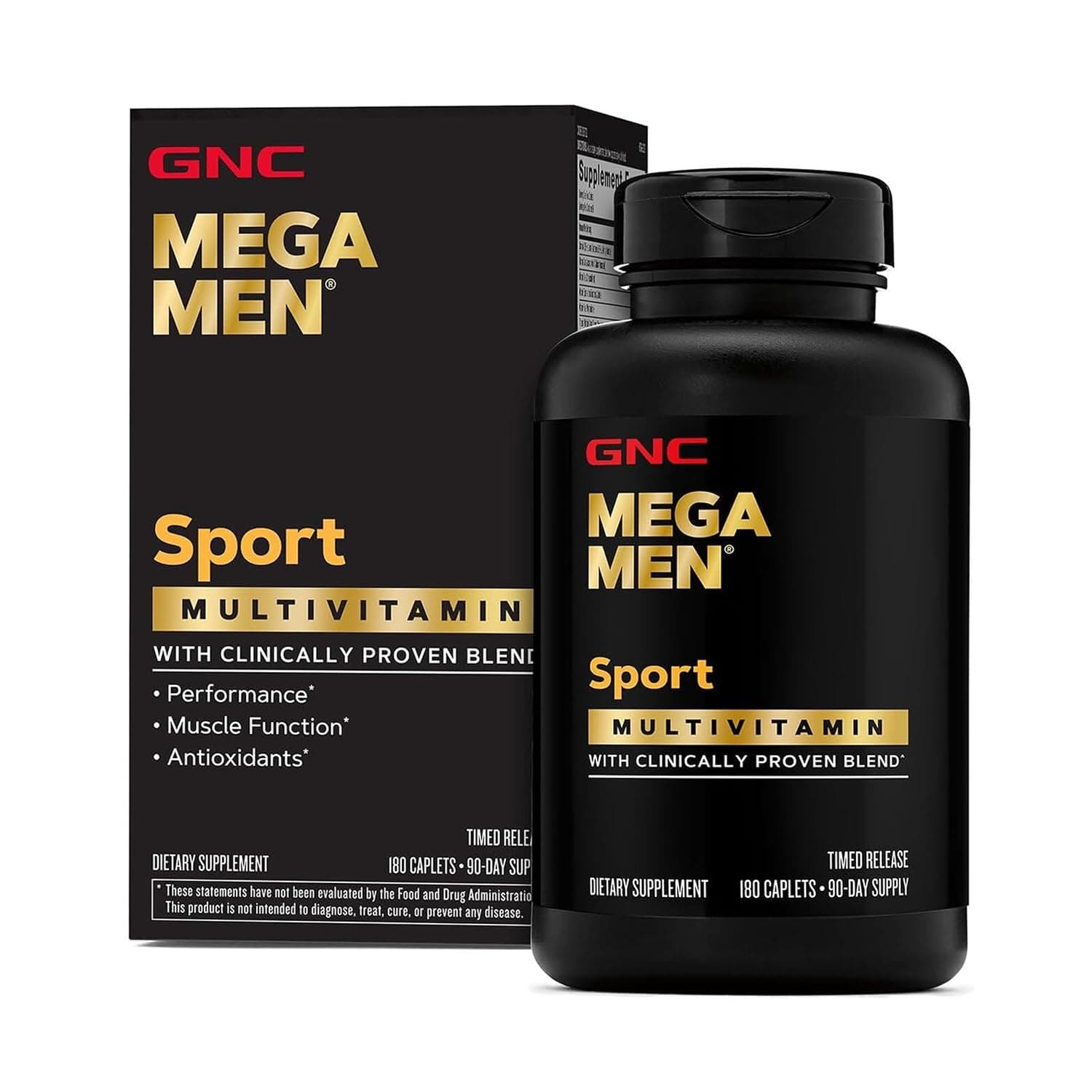 GNC Mega Men Sport Multivitamin | Performance, Muscle Function, and General Health | 180 Count | Clinically Shown to Boost Nutrient Levels and Mental Wellbeing, with BCAAs and Carnitine for Muscle Performance and Energy