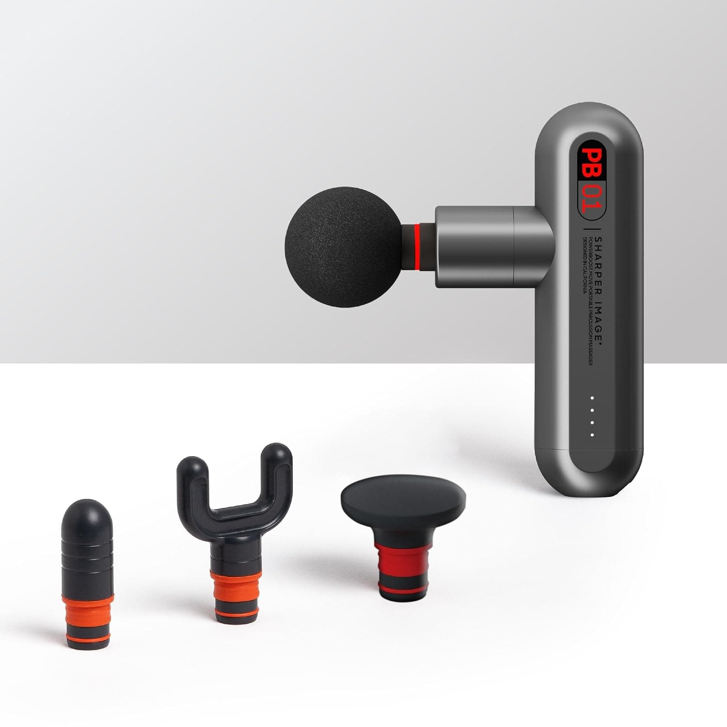 Sharper Image Massage Gun Small Compact Massage Gun for Muscle Relaxation with 4 Attachments and 4 Intensity Levels