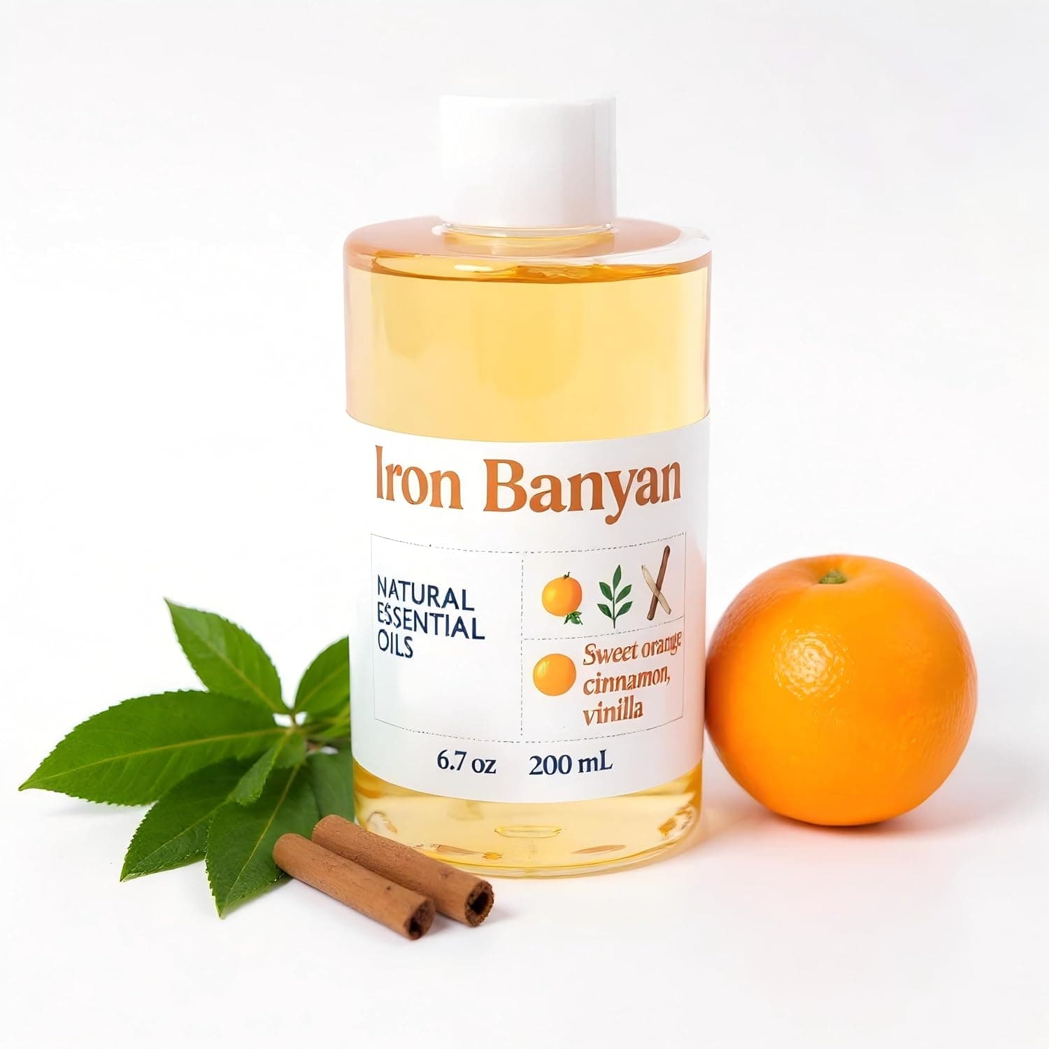 Aromatherapy Essential Oil Blend - 200mL, Orange Cinnamon Vanilla Scented Oil for Home Fragrance, Relaxation & Mood Enhancement