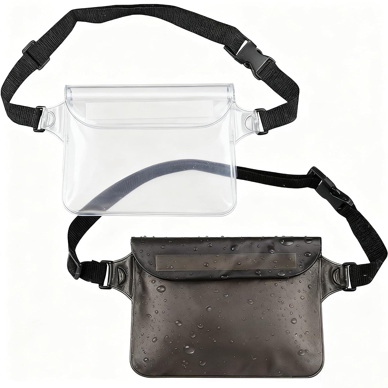 2-Pack Waterproof Waist Pouch Dry Bag, IPX8 Touch Screen Waterproof Phone Pouch with Adjustable Belt for Swimming, Beach, Boating & Water Sports