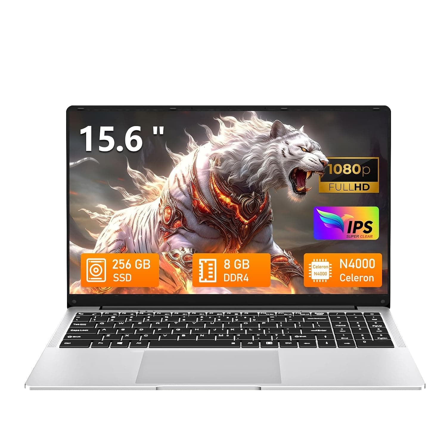 Tunhail Laptop 15.6 Inch Laptop PC with Celeron N4000 up to 2.6 GHz, 8GB DDR4 256GB SSD, Laptop Display IPS FHD 1920 x 1080 Convertible 180°, WiFi 5, Mini HDMI