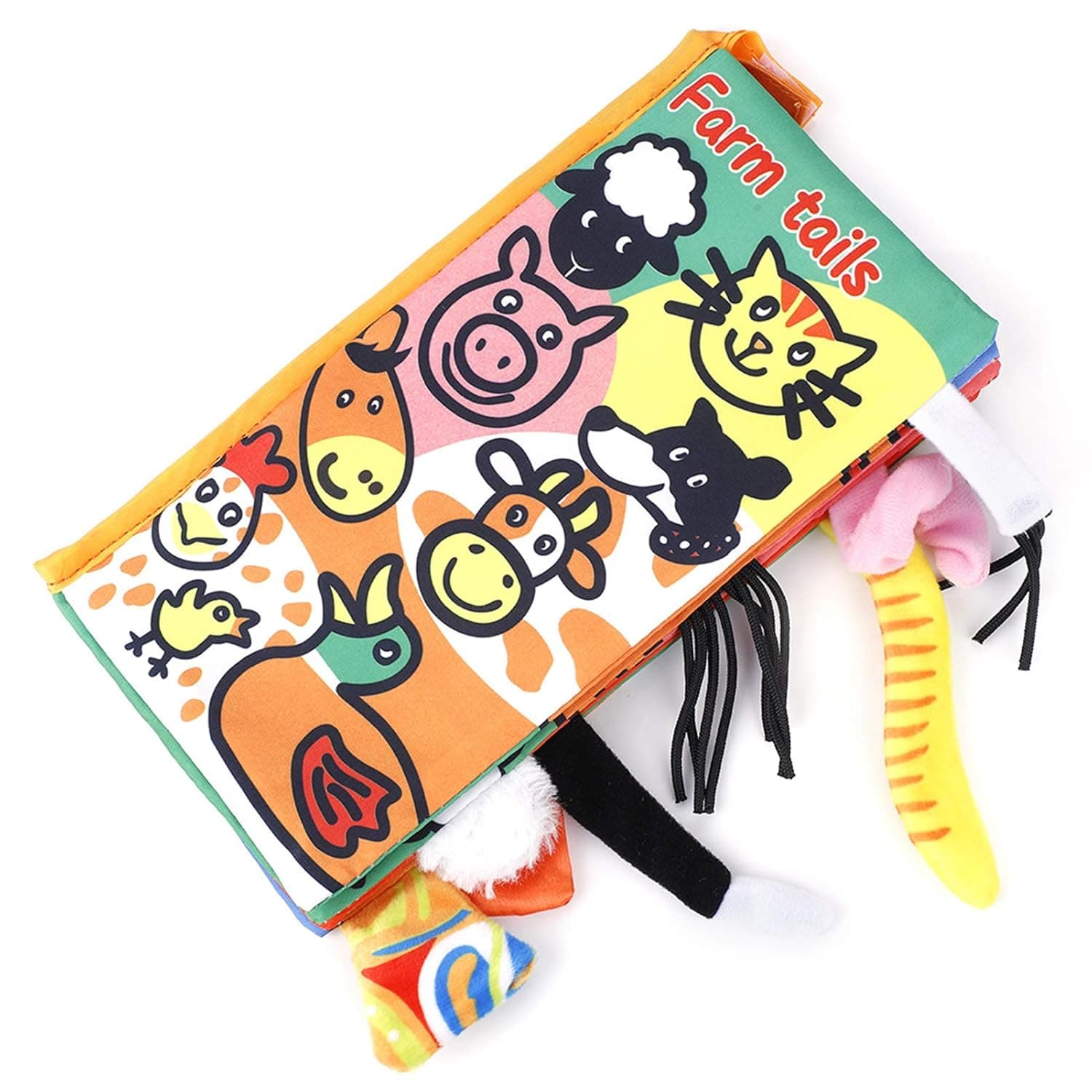 Soft Baby Cloth Books, Cartoon 3D Animal Tails Anti Tearing Touch and Feel Crinkle Books for Babies Infants Toddler Early Educational Toys Gift