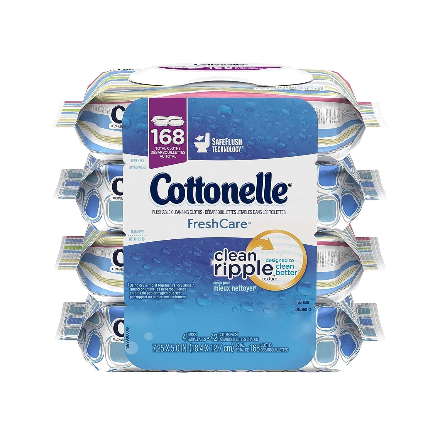 Cottonelle Fresh Care Flushable Cleansing Cloths, 42 Sheets, Count of 4